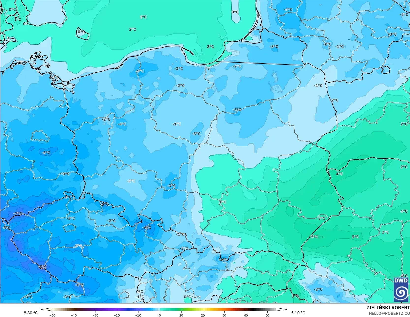 ICON modelo - Polonia, Punto de rocío a 2 m