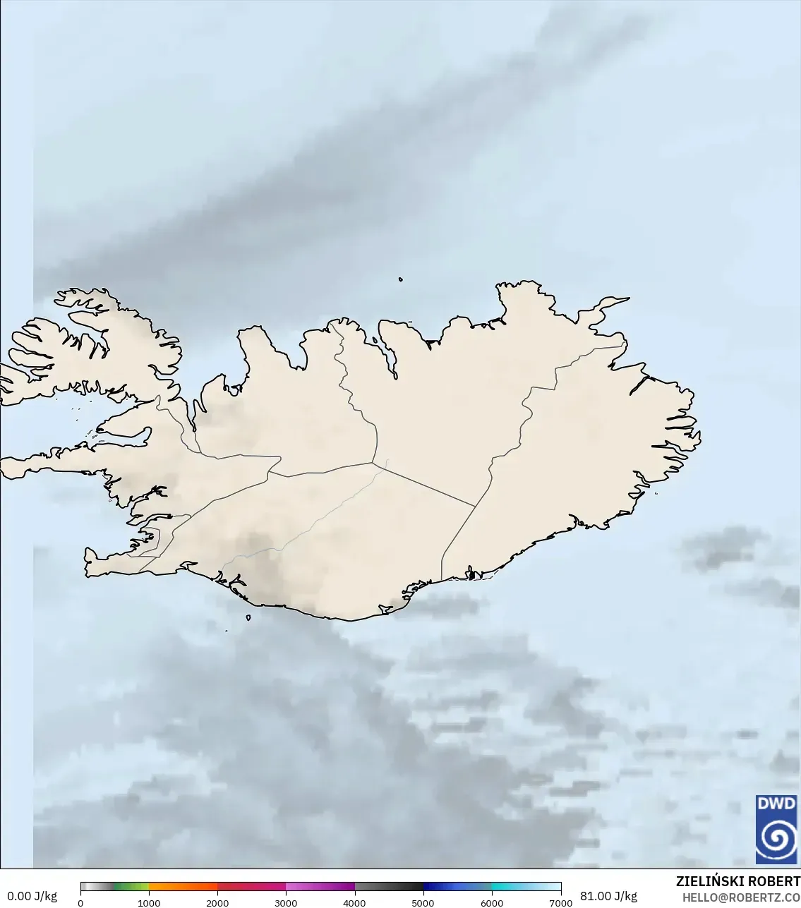 ICON modelo - Islandia, CAPE
