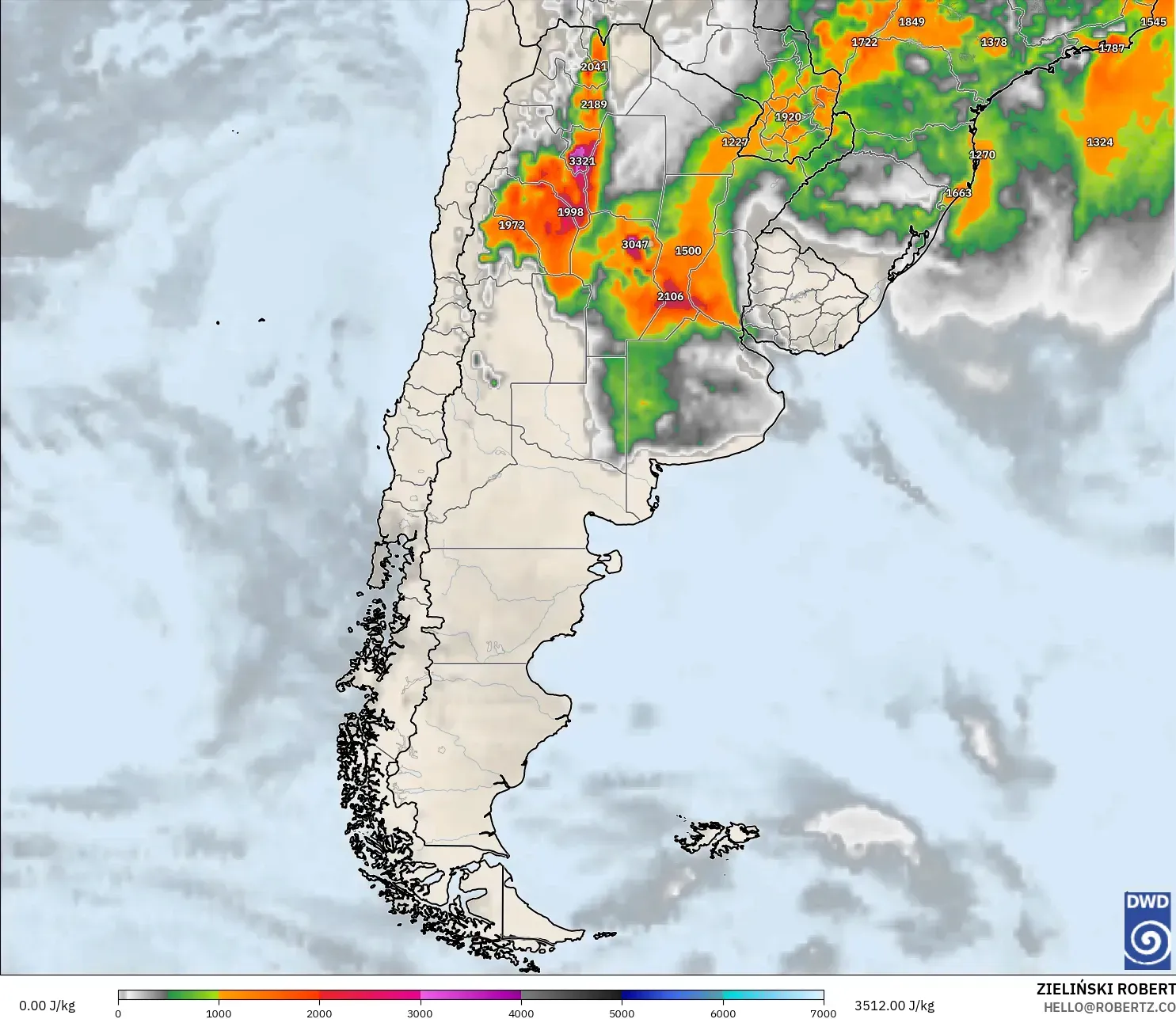 ICON modelo - Argentina, CAPE