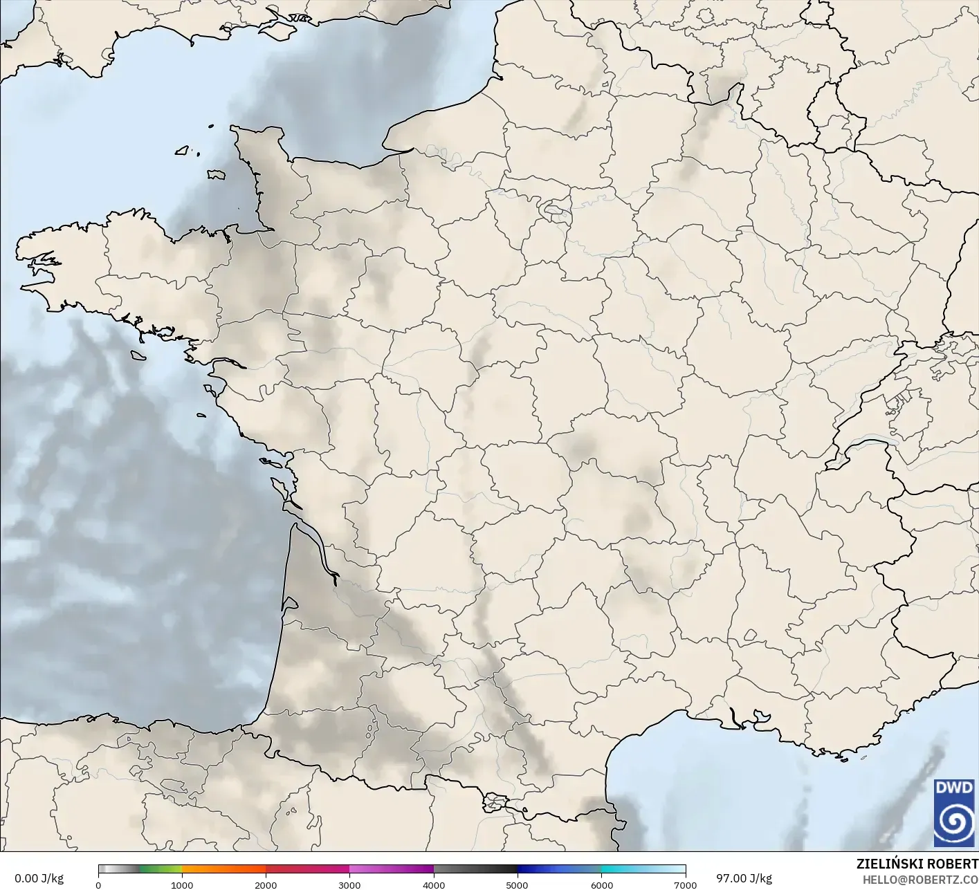 ICON modelo - Francia, CAPE