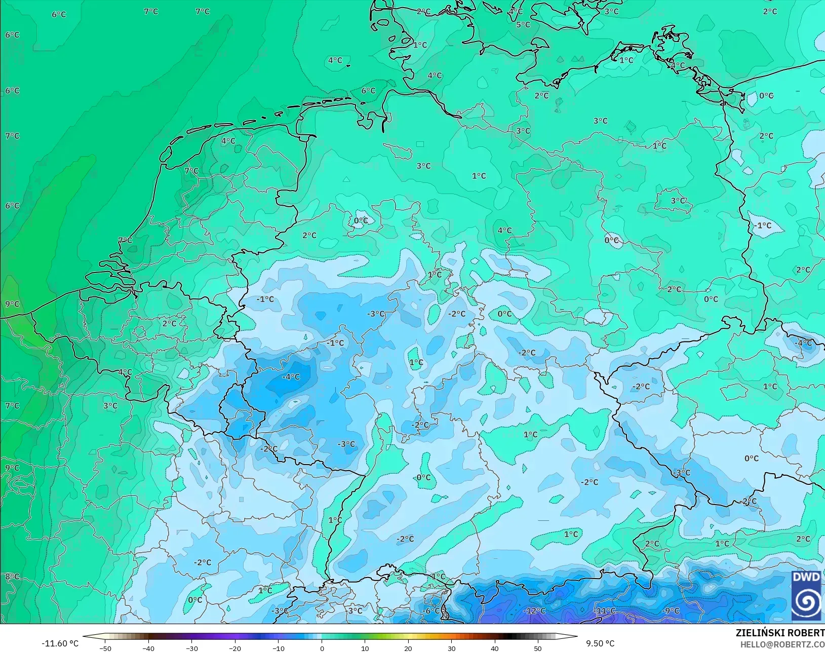 ICON modelo - Alemania, Punto de rocío a 2 m