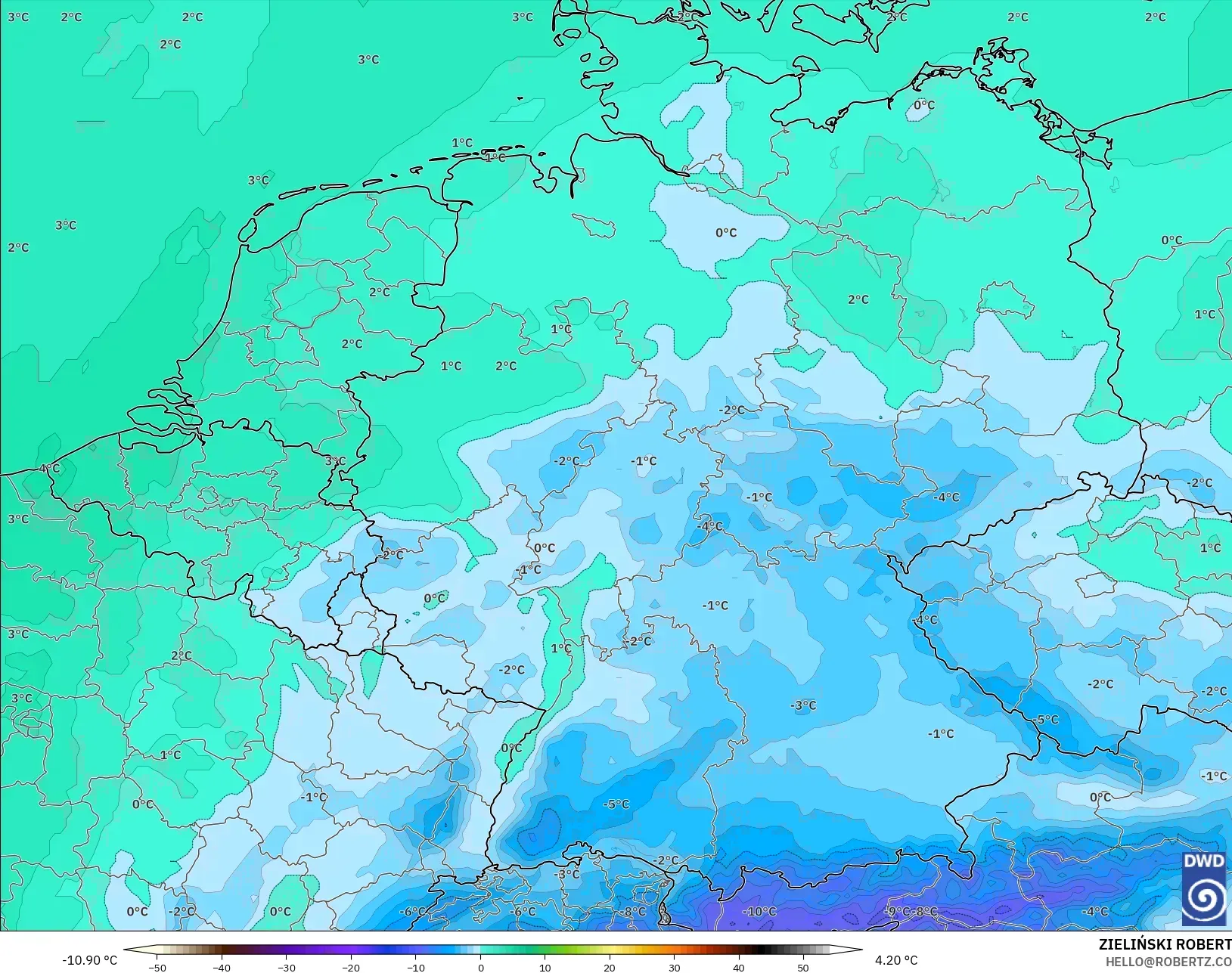 ICON modelo - Alemania, Temperatura a 850 hPa