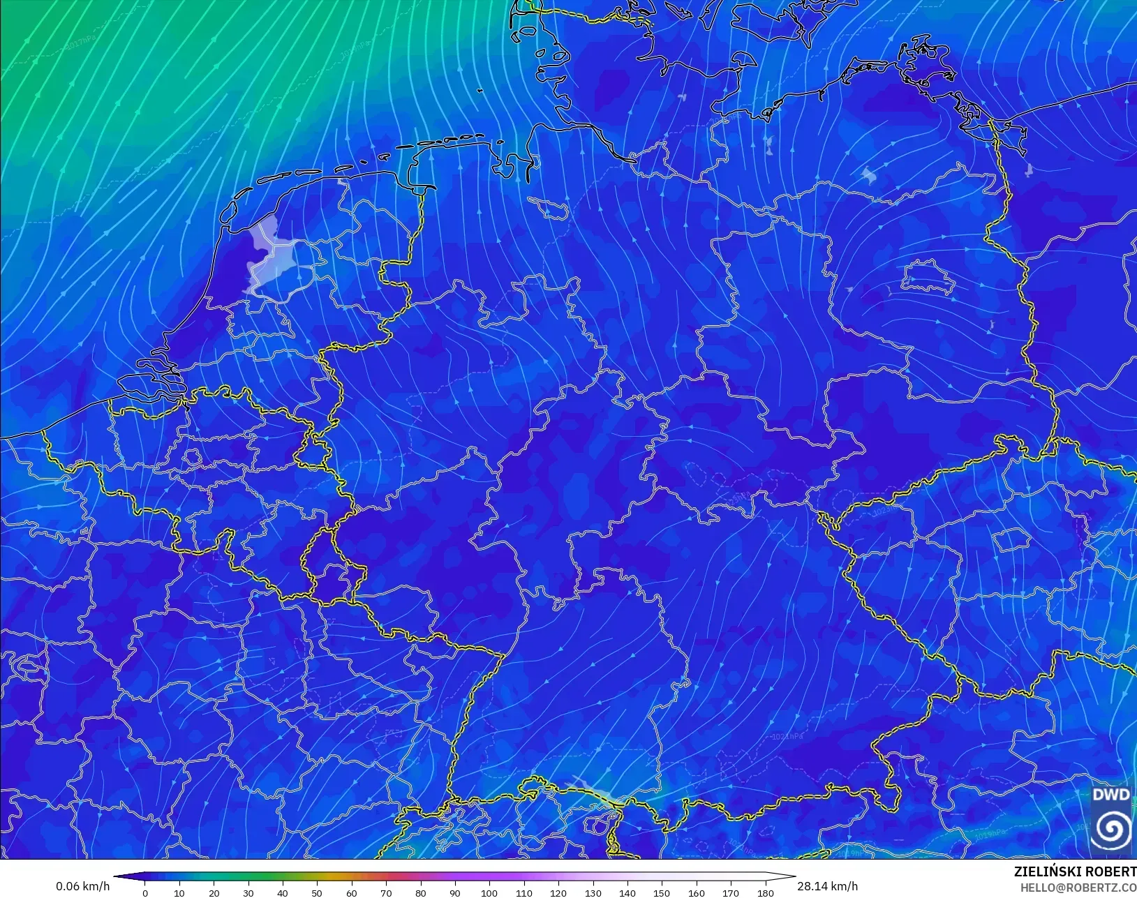 ICON modelo - Alemania, Viento a 10 m