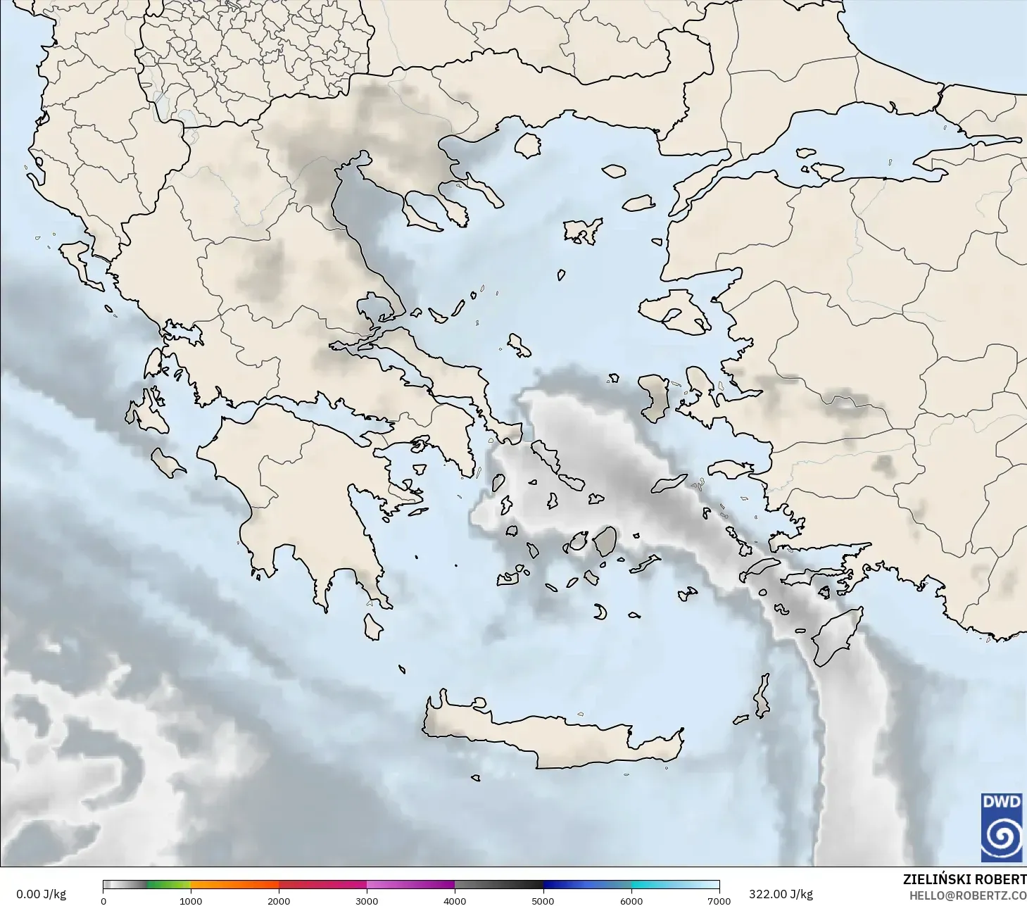 ICON modelo - Grecia, CAPE