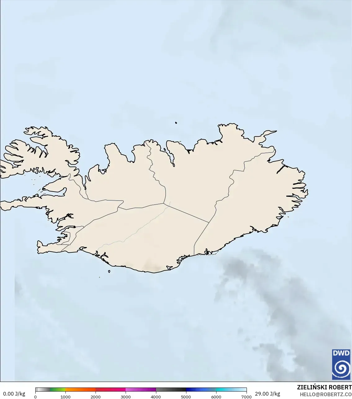 ICON modelo - Islandia, CAPE
