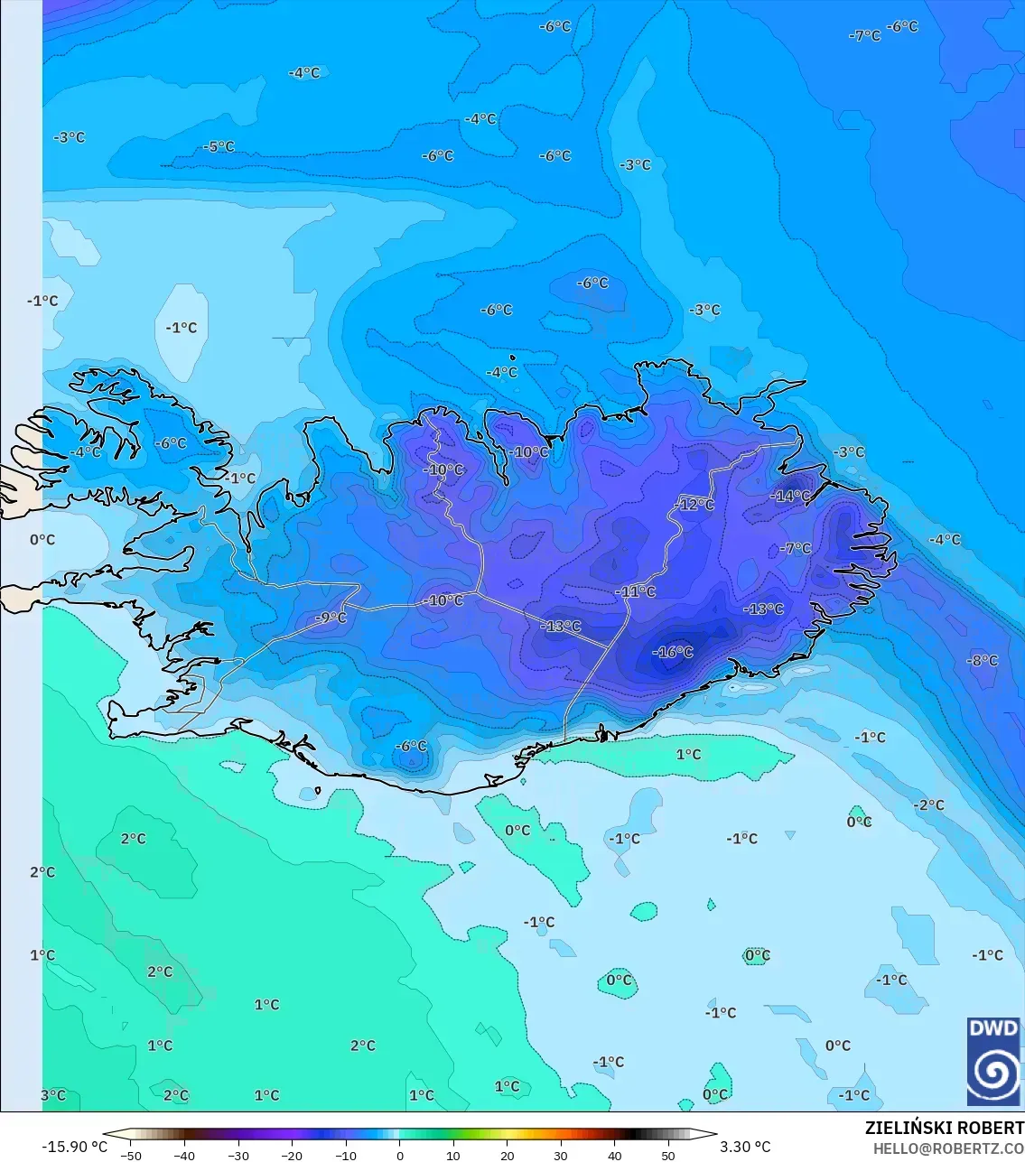ICON modelo - Islandia, Punto de rocío a 2 m