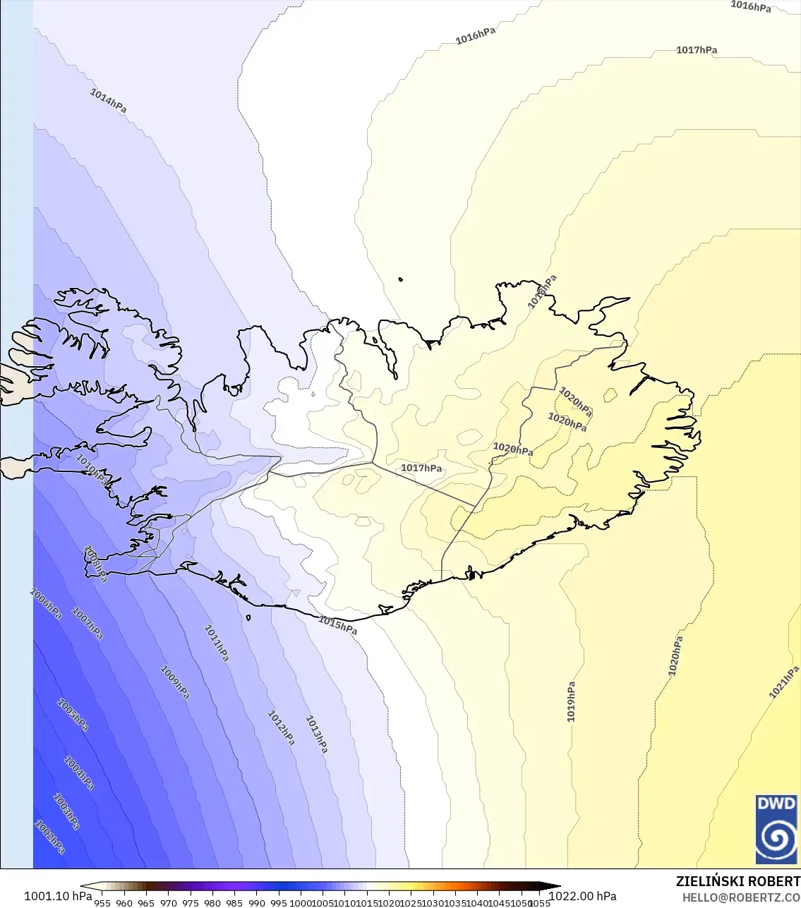 ICON modelo - Islandia, Presión