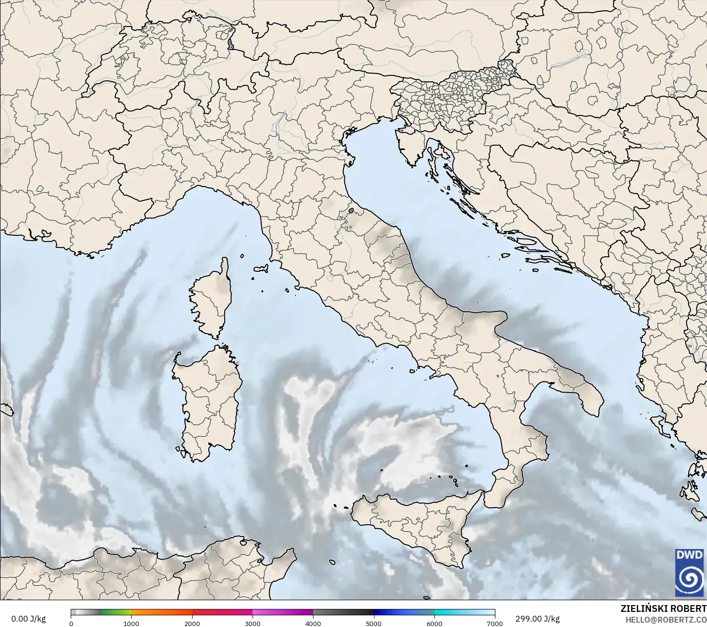 ICON modelo - Italia, CAPE