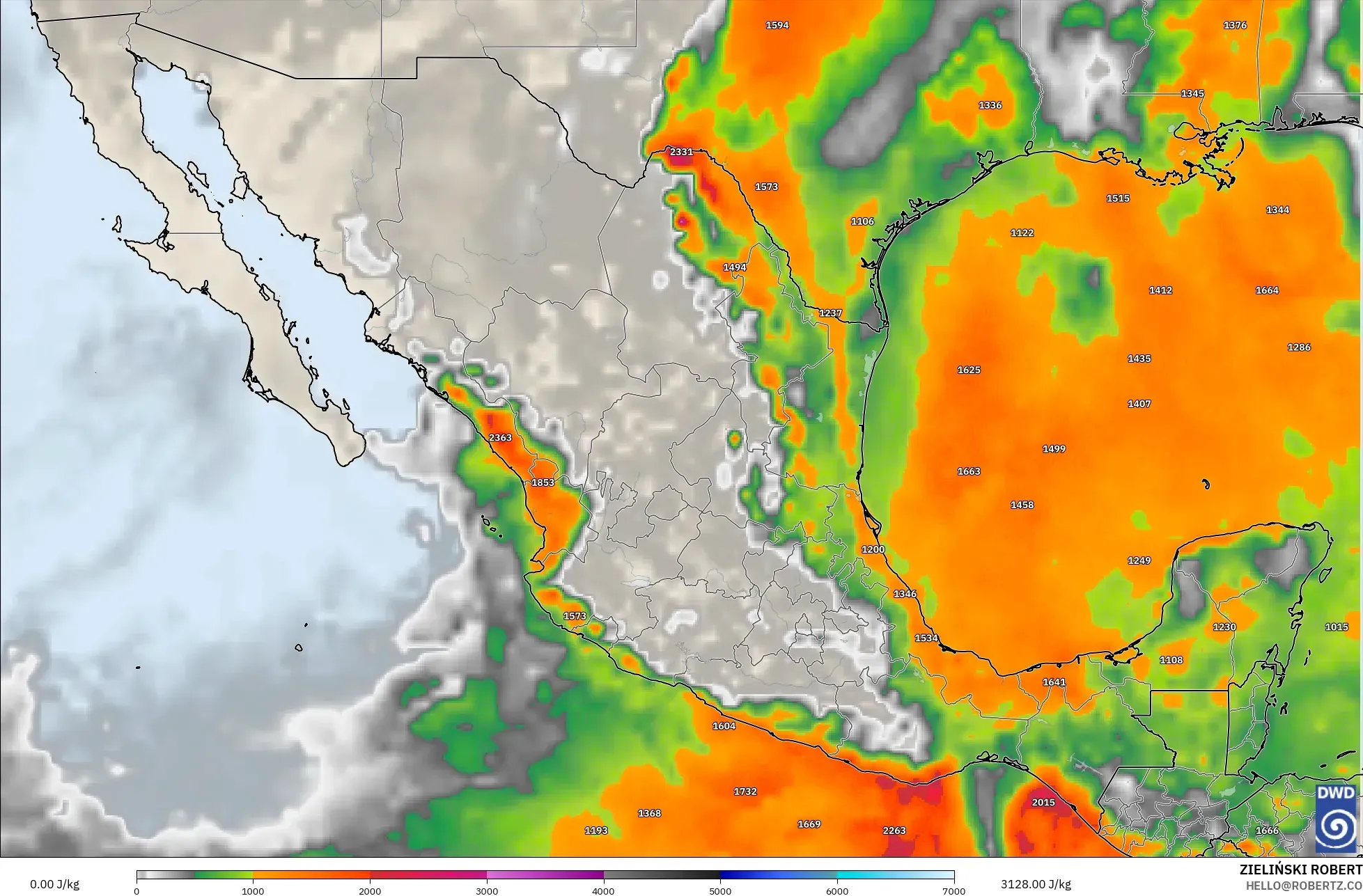 ICON modelo - México, CAPE