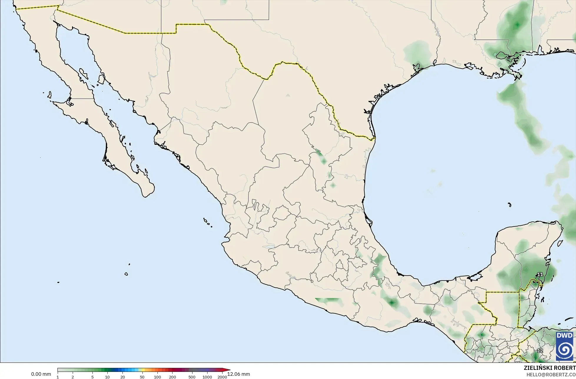 ICON modelo - México, Acumulación de precipitación