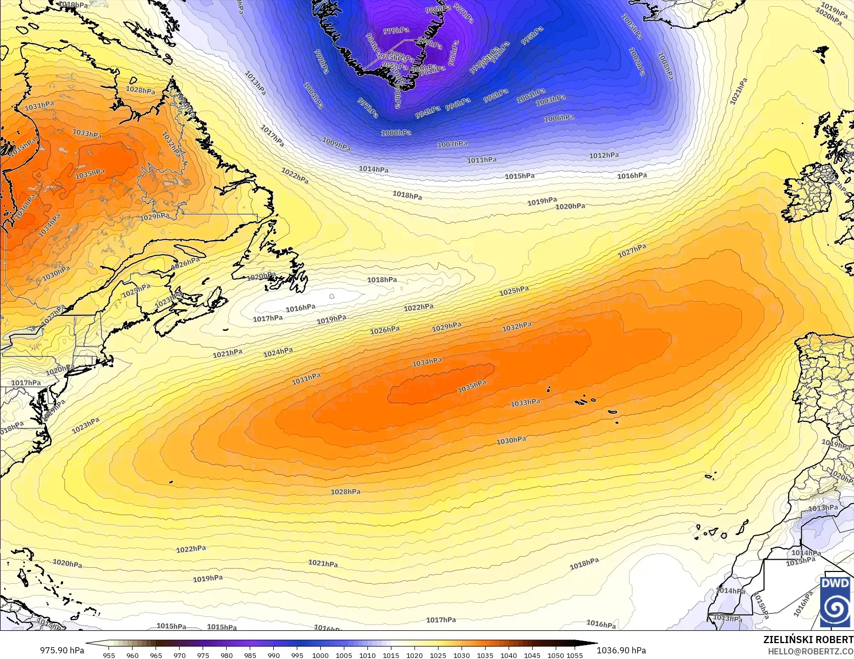 ICON modelo - Norte Atlántico, Presión