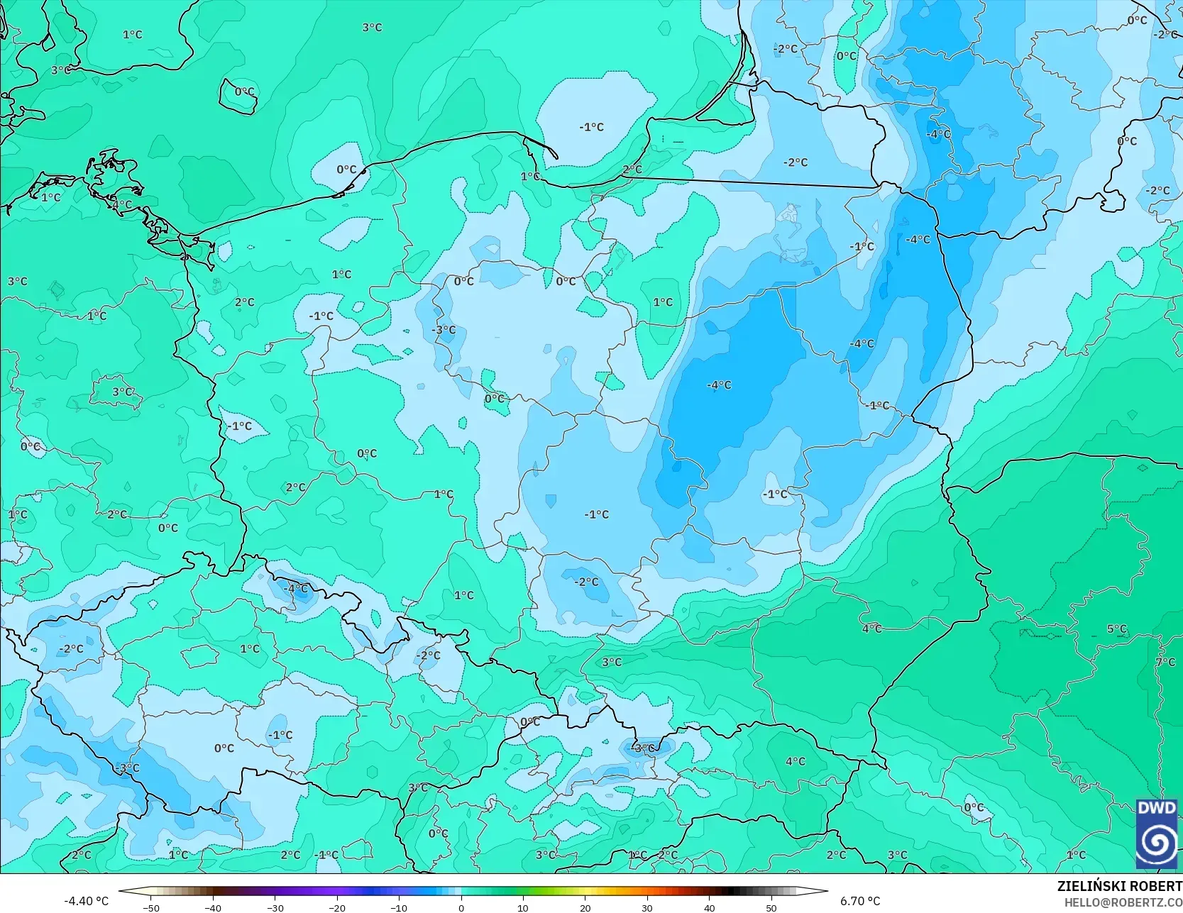 ICON modelo - Polonia, Punto de rocío a 2 m