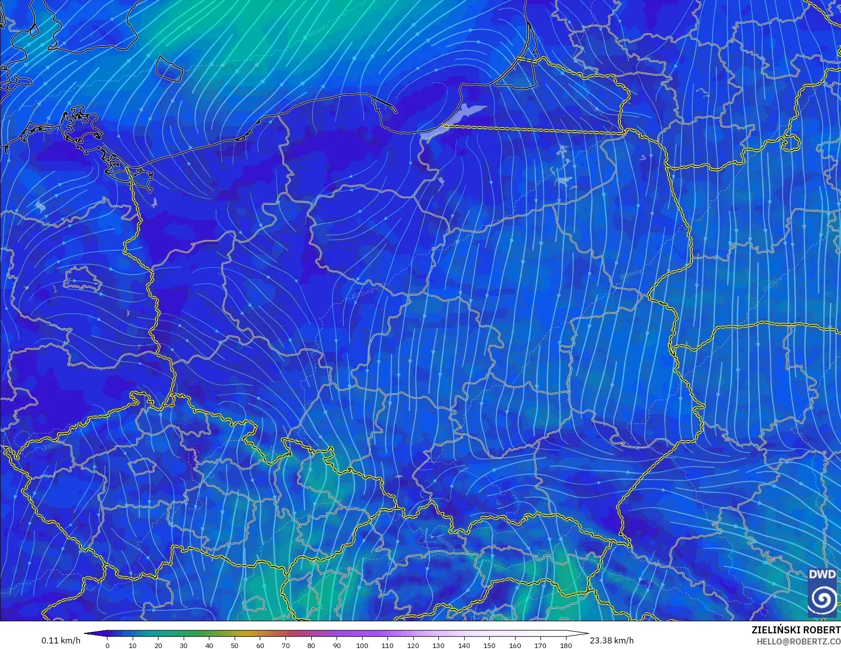 ICON modelo - Polonia, Viento a 10 m