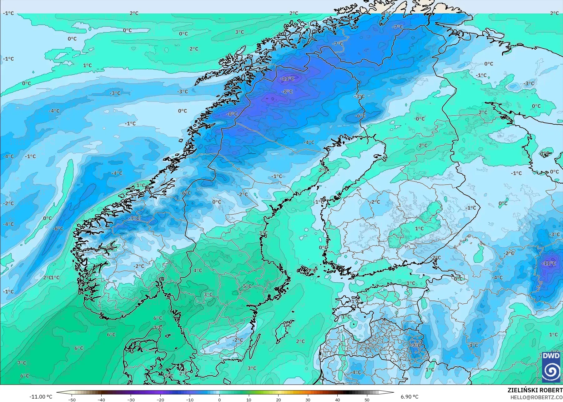 ICON modelo - Escandinavia, Punto de rocío a 2 m