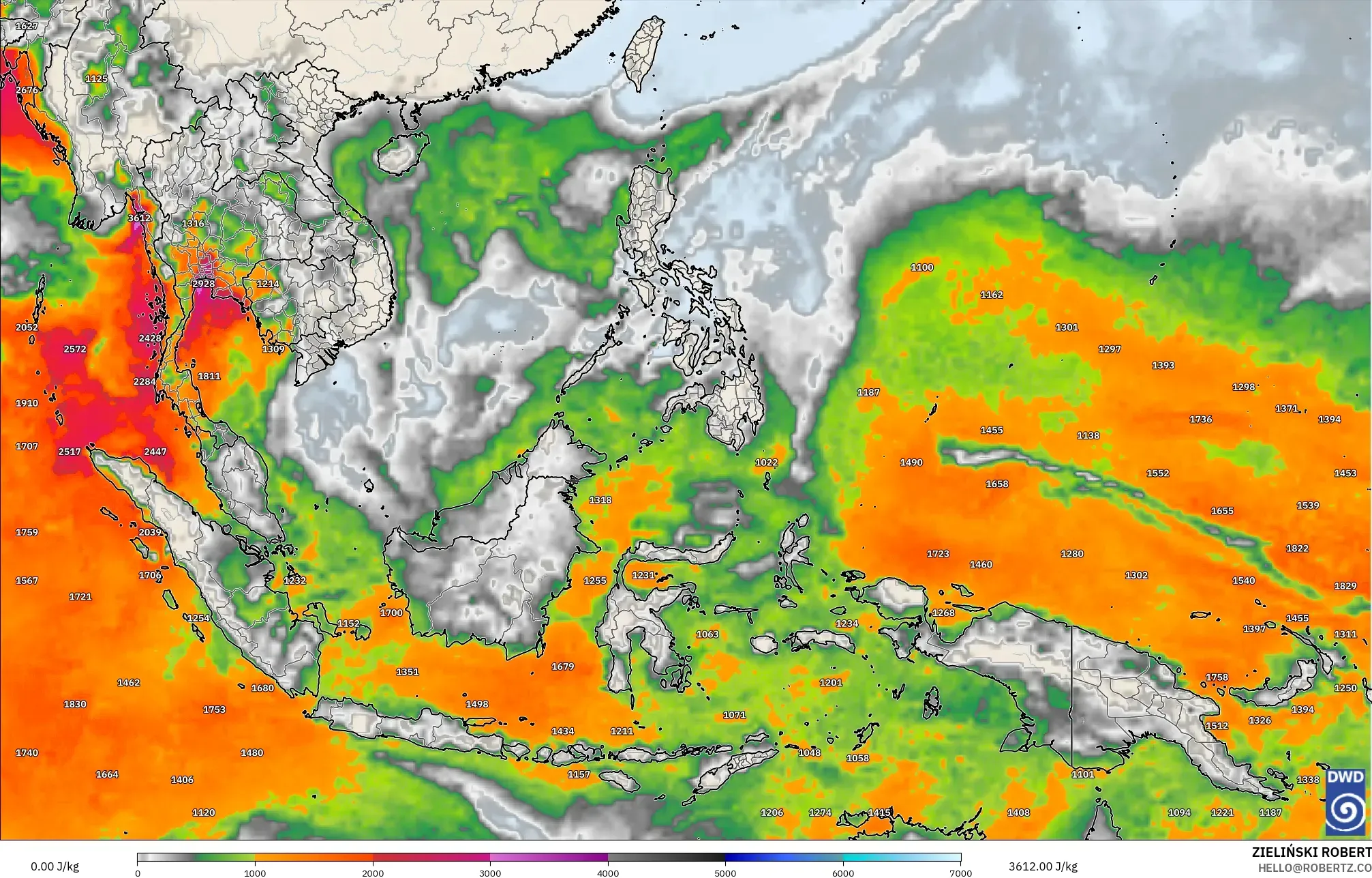 ICON modelo - Sudeste Asiático, CAPE