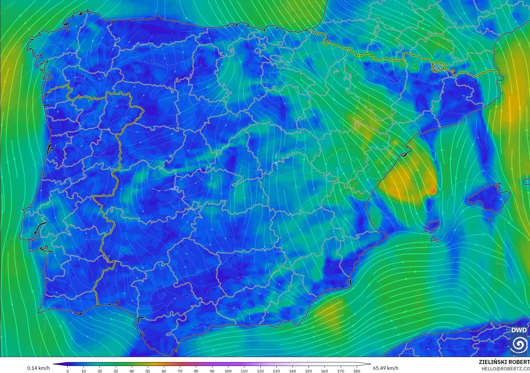 ICON modelo - España, Viento a 10 m