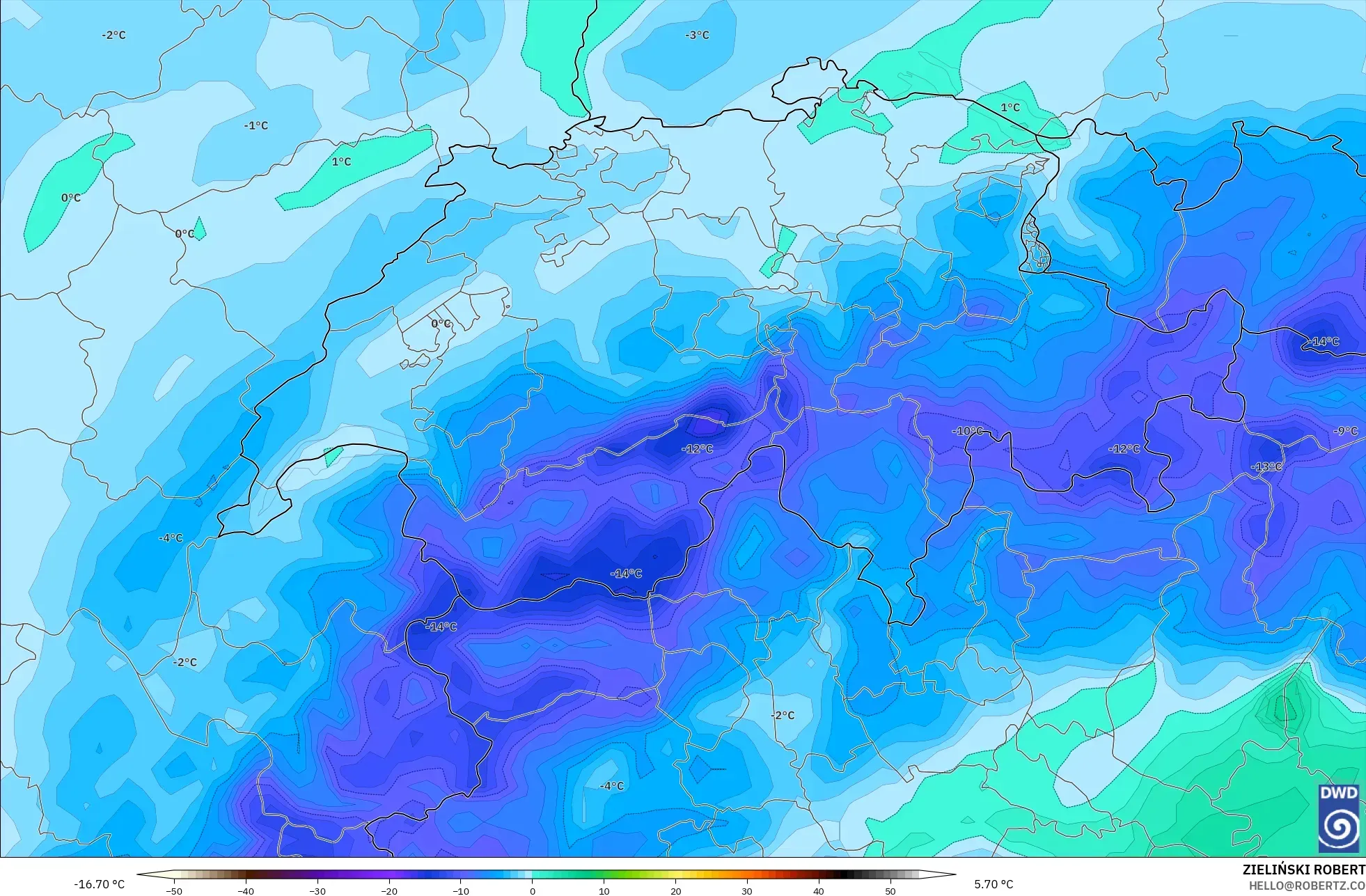 ICON modelo - Suiza, Punto de rocío a 2 m