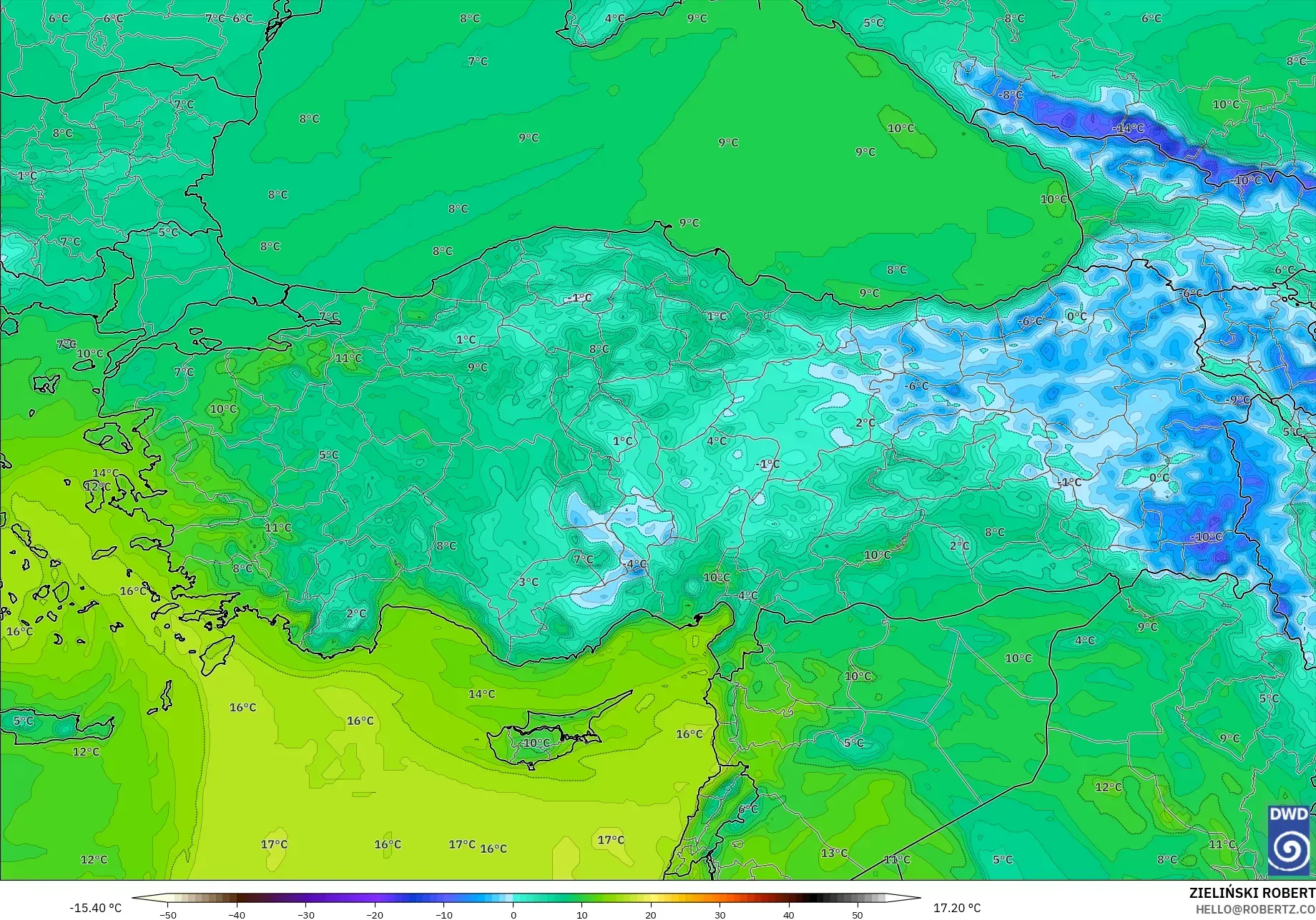 ICON modelo - Turquía, Punto de rocío a 2 m