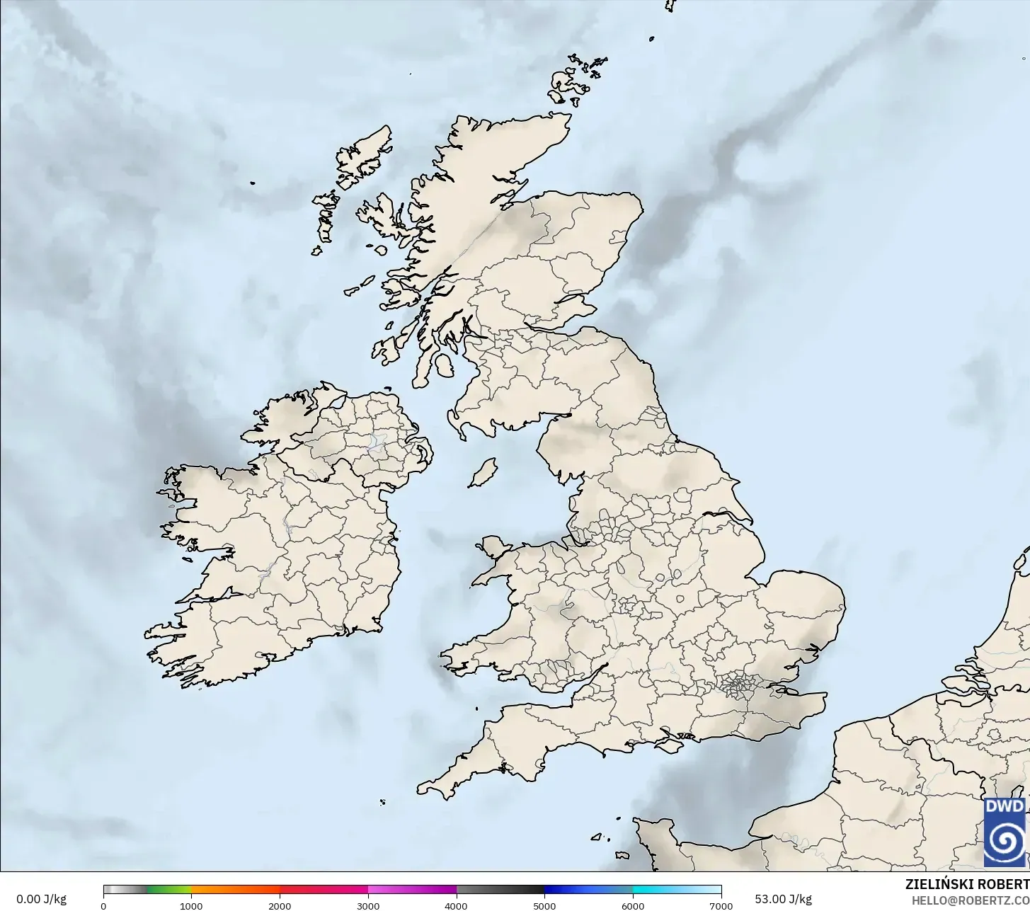 ICON modelo - Reino Unido, CAPE