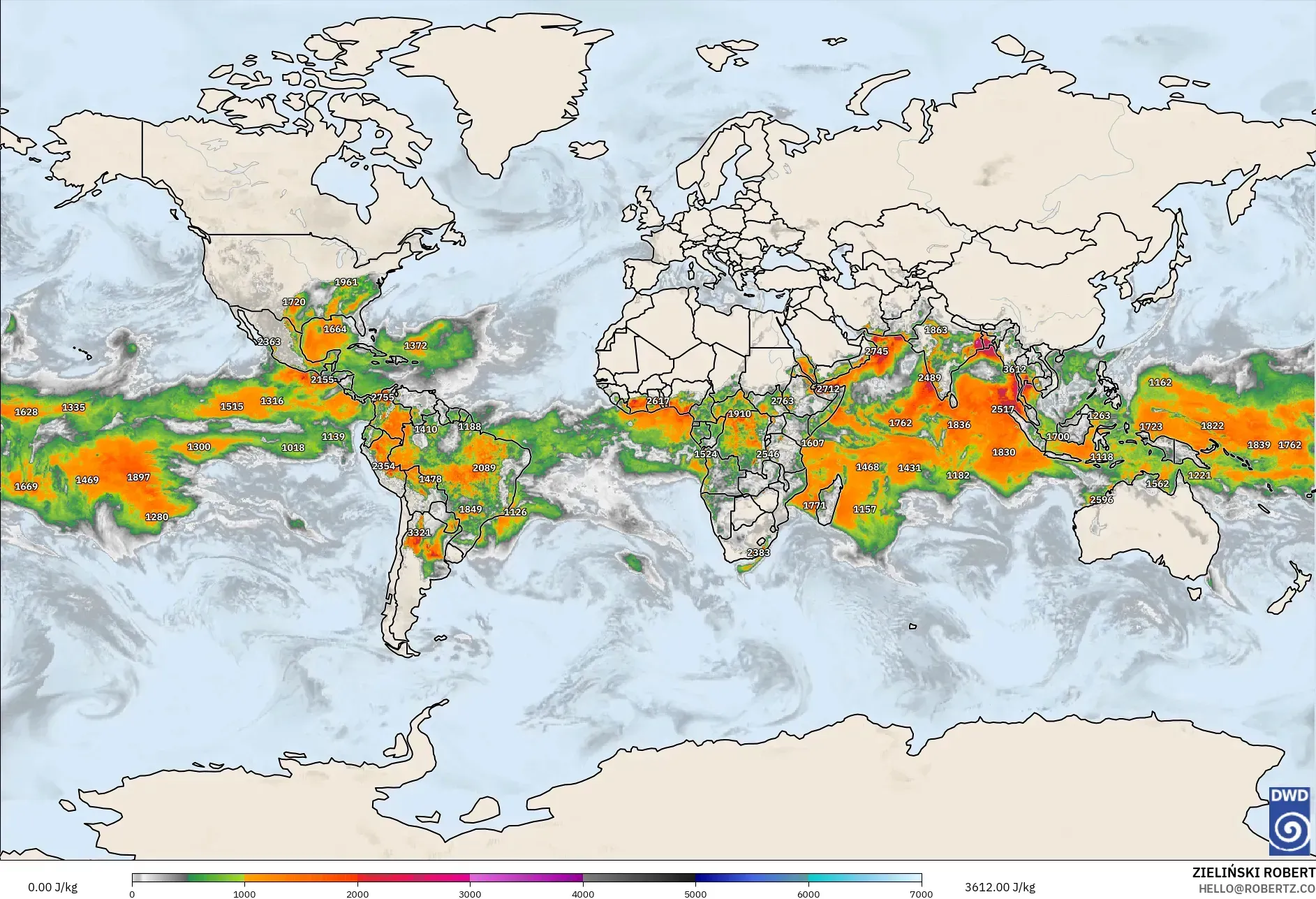 ICON modelo - Mundo, CAPE