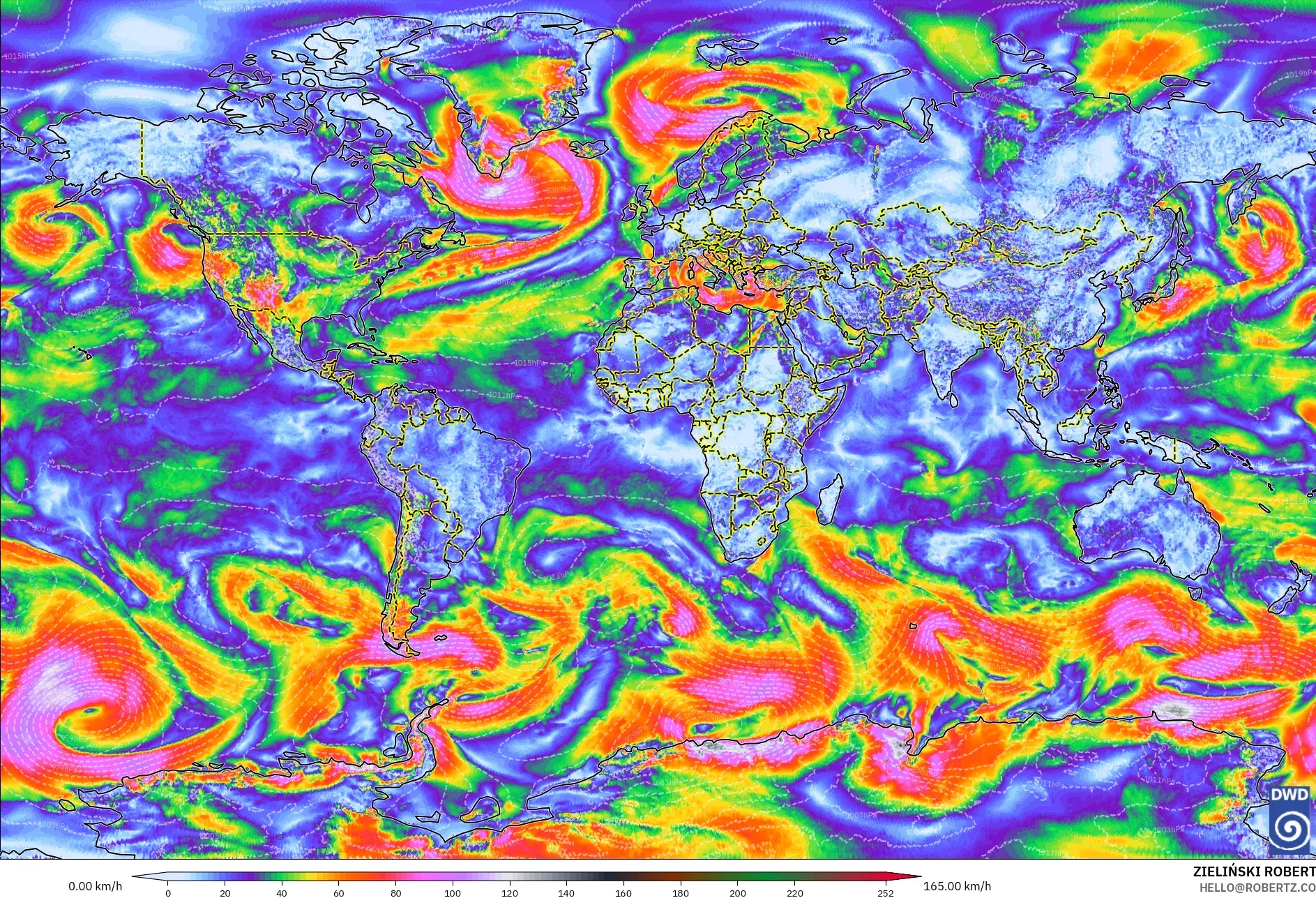 ICON modelo - Mundo, Ráfagas de Viento Máximas