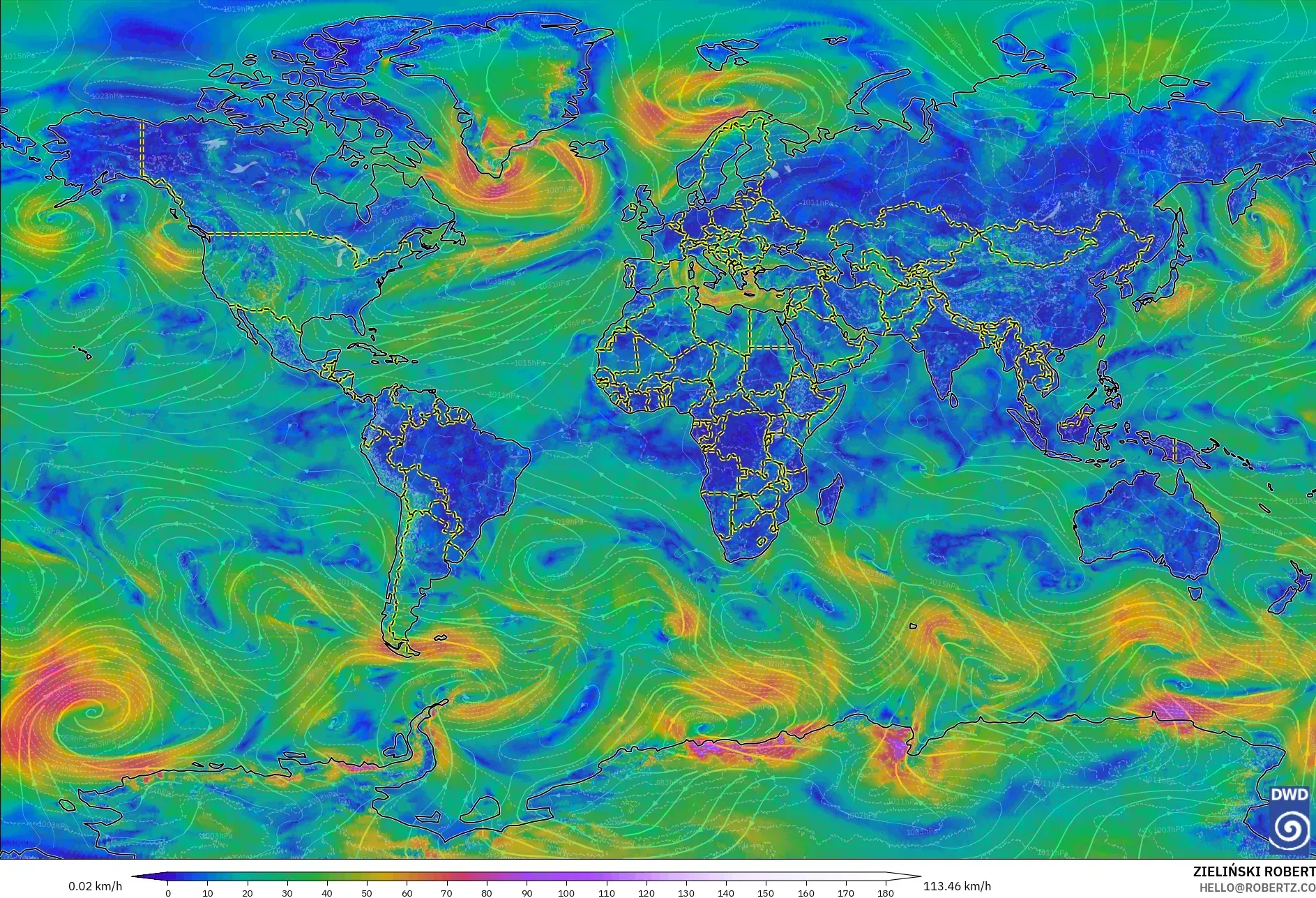ICON modelo - Mundo, Viento a 10 m