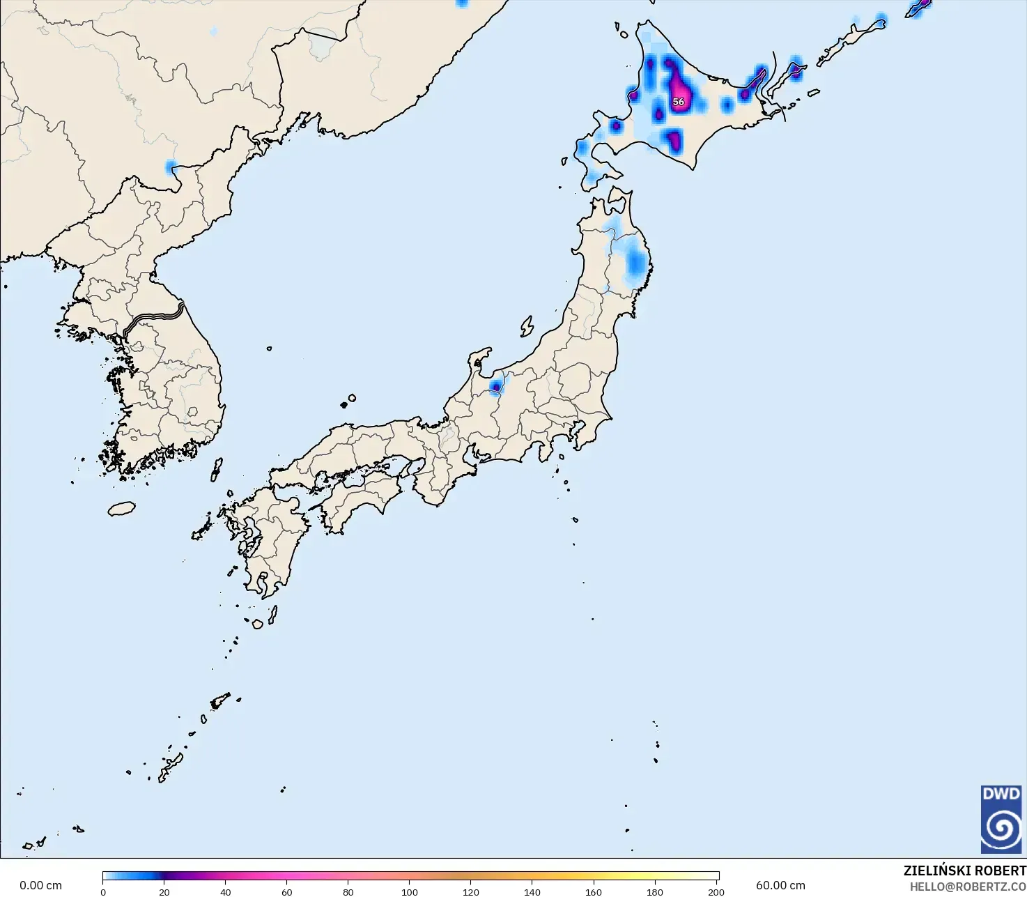 ICON modelo - Japón, Profundidad de nieve