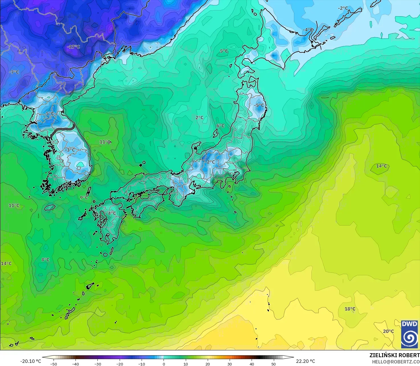 ICON modelo - Japón, Punto de rocío a 2 m