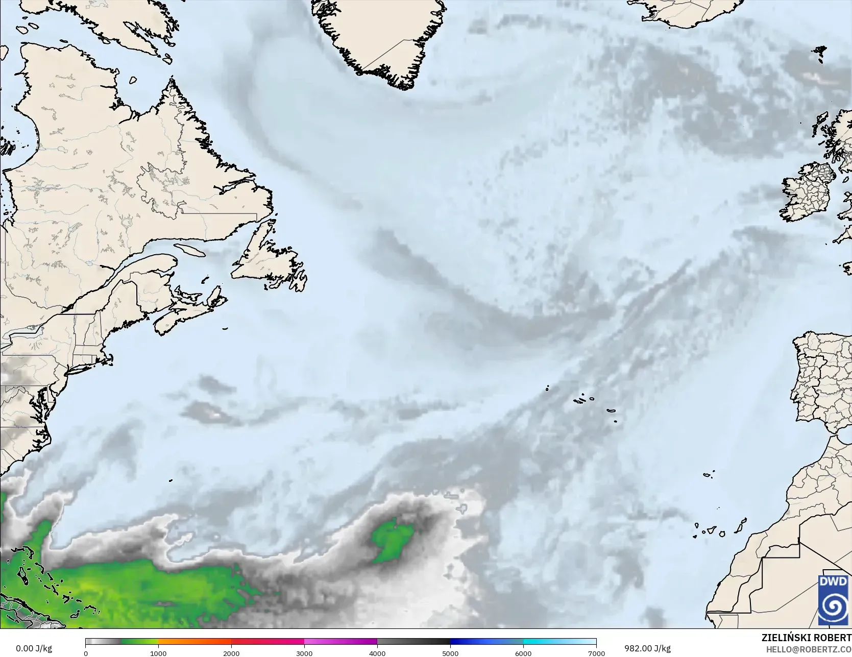 ICON modelo - Norte Atlántico, CAPE