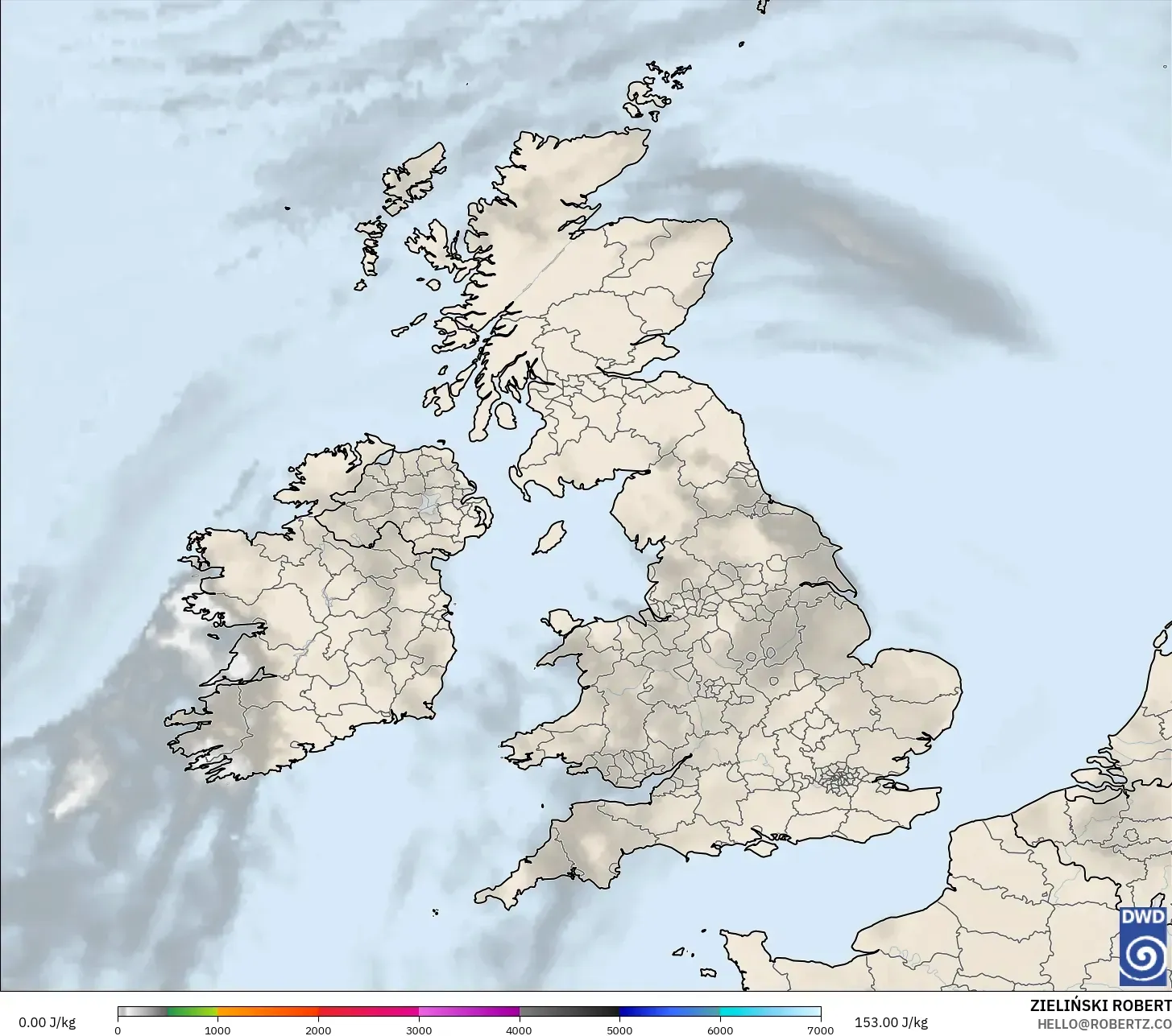 ICON modelo - Reino Unido, CAPE