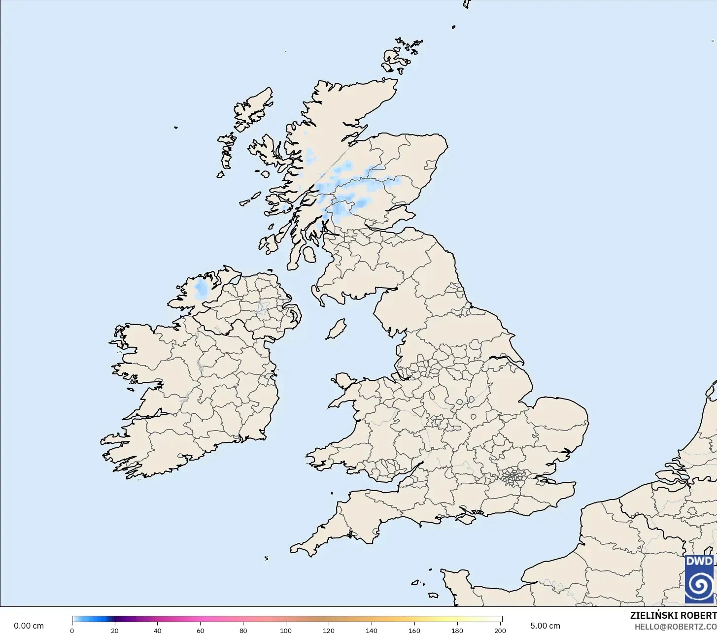 ICON modelo - Reino Unido, Profundidad de nieve