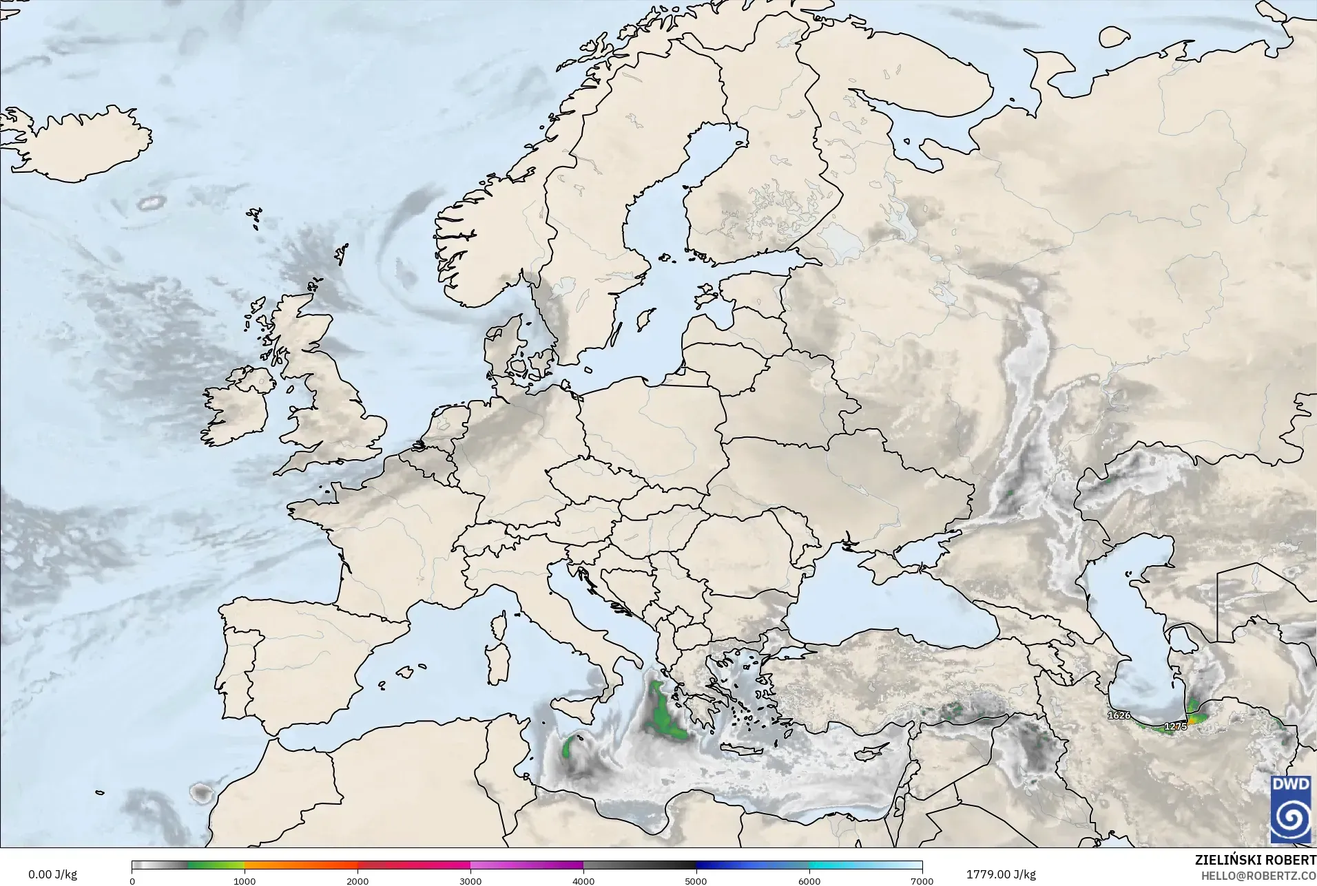 ICON modelo - Europa, CAPE