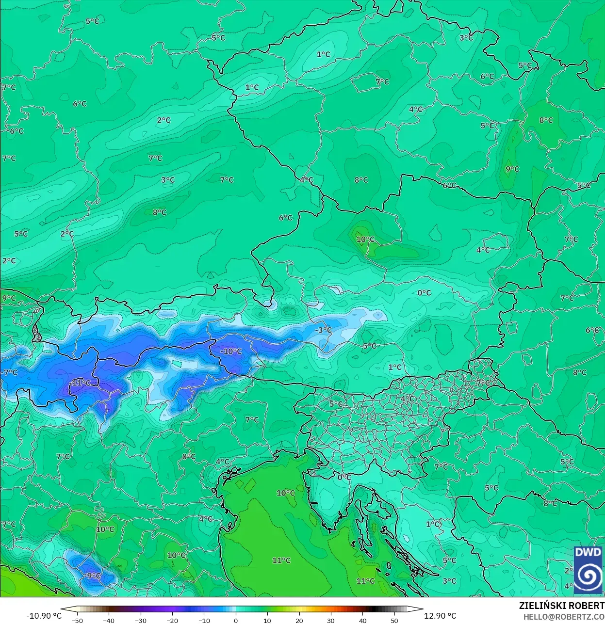 ICON modelo - Austria, Punto de rocío a 2 m