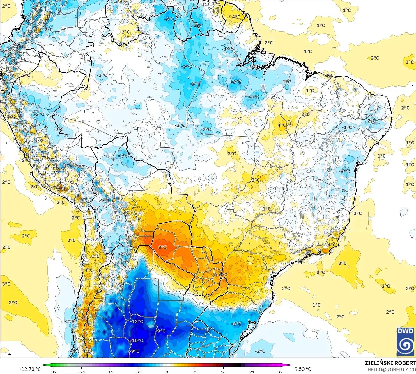 ICON modelo - Brasil, Anomalía de temperatura a 2 m