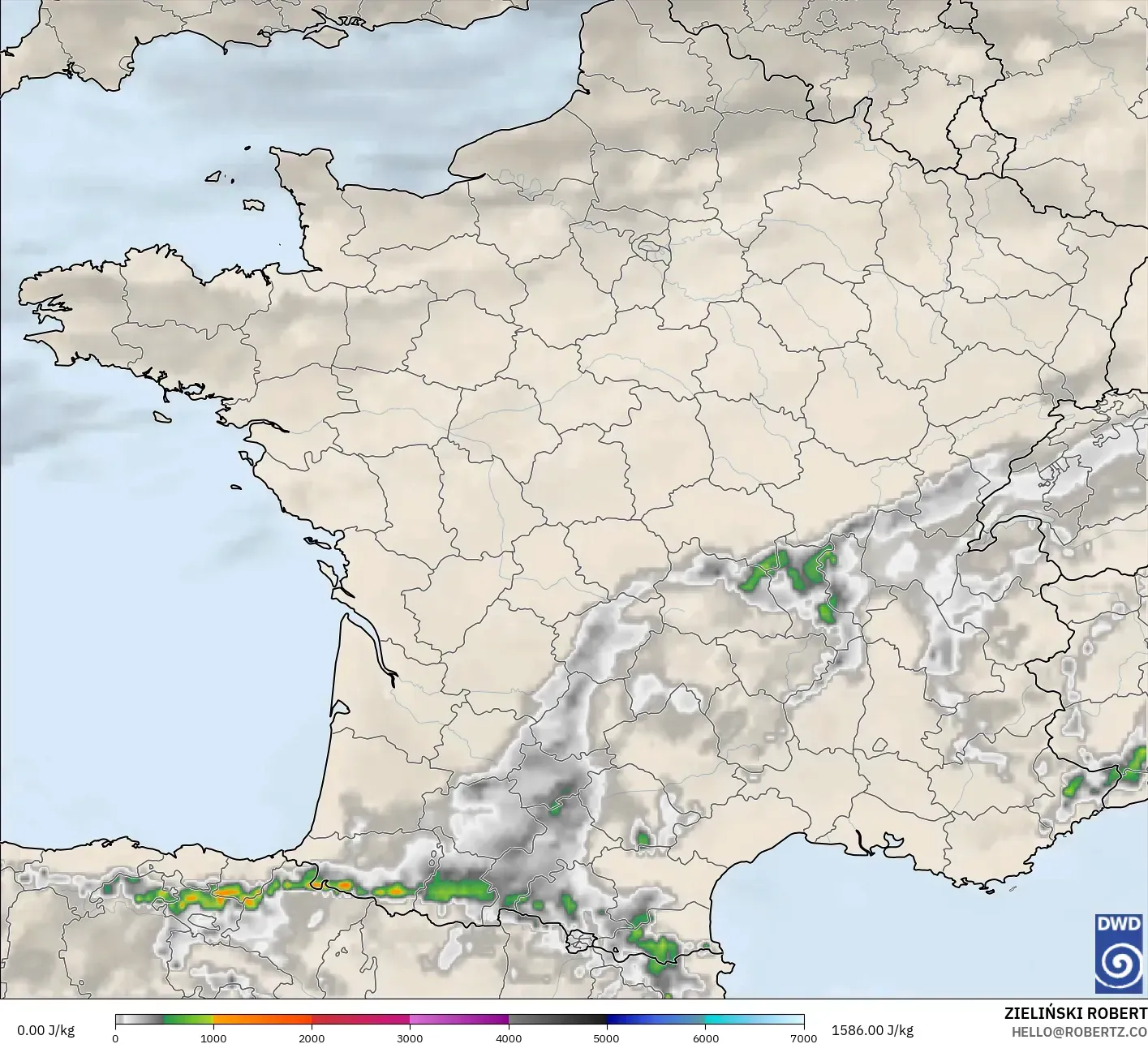 ICON modelo - Francia, CAPE