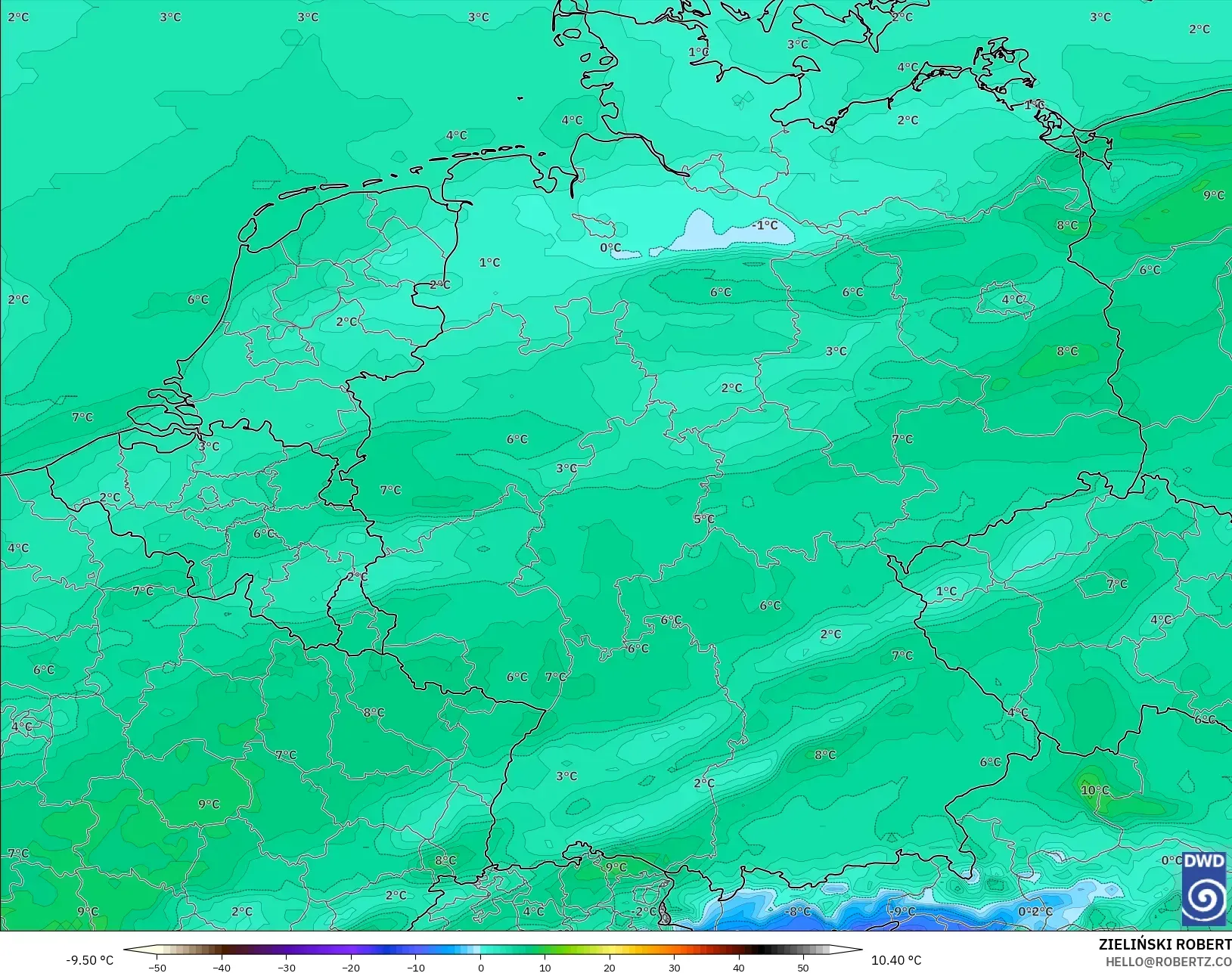 ICON modelo - Alemania, Punto de rocío a 2 m