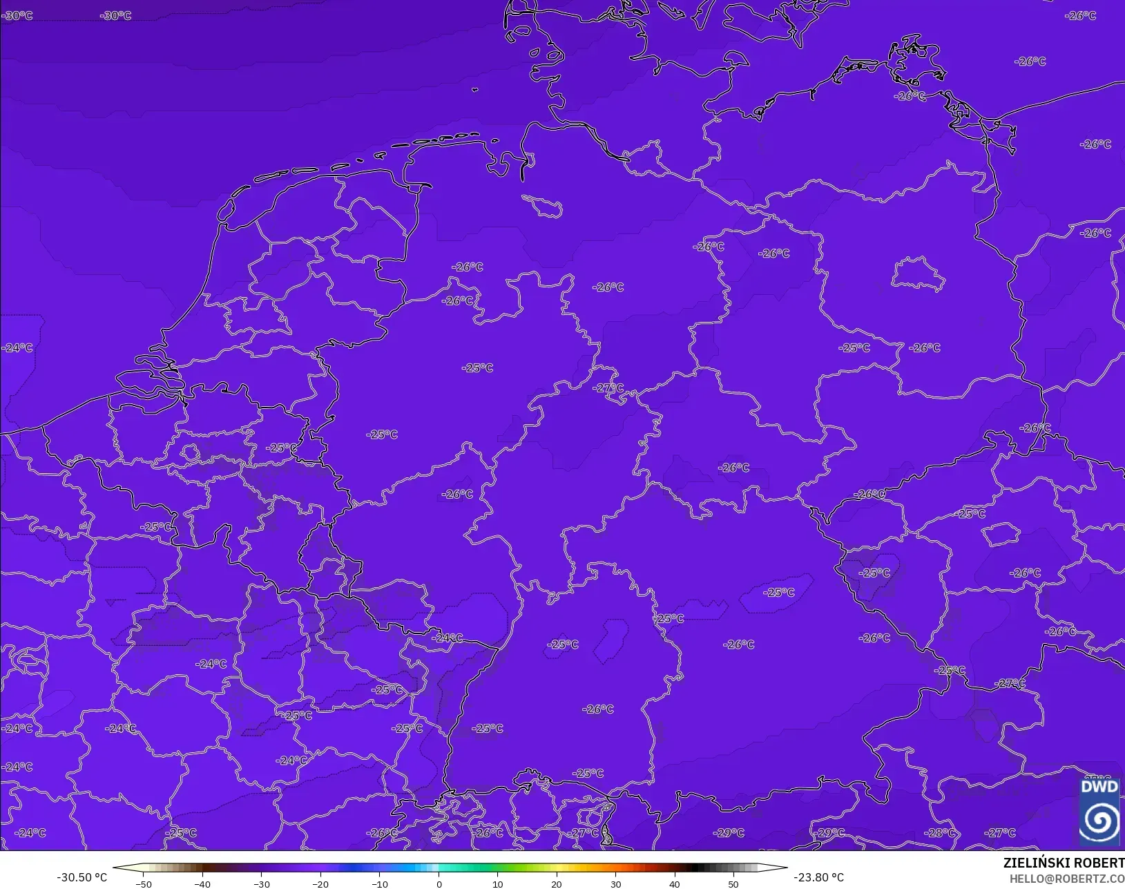 ICON modelo - Alemania, Temperatura a 500 hPa
