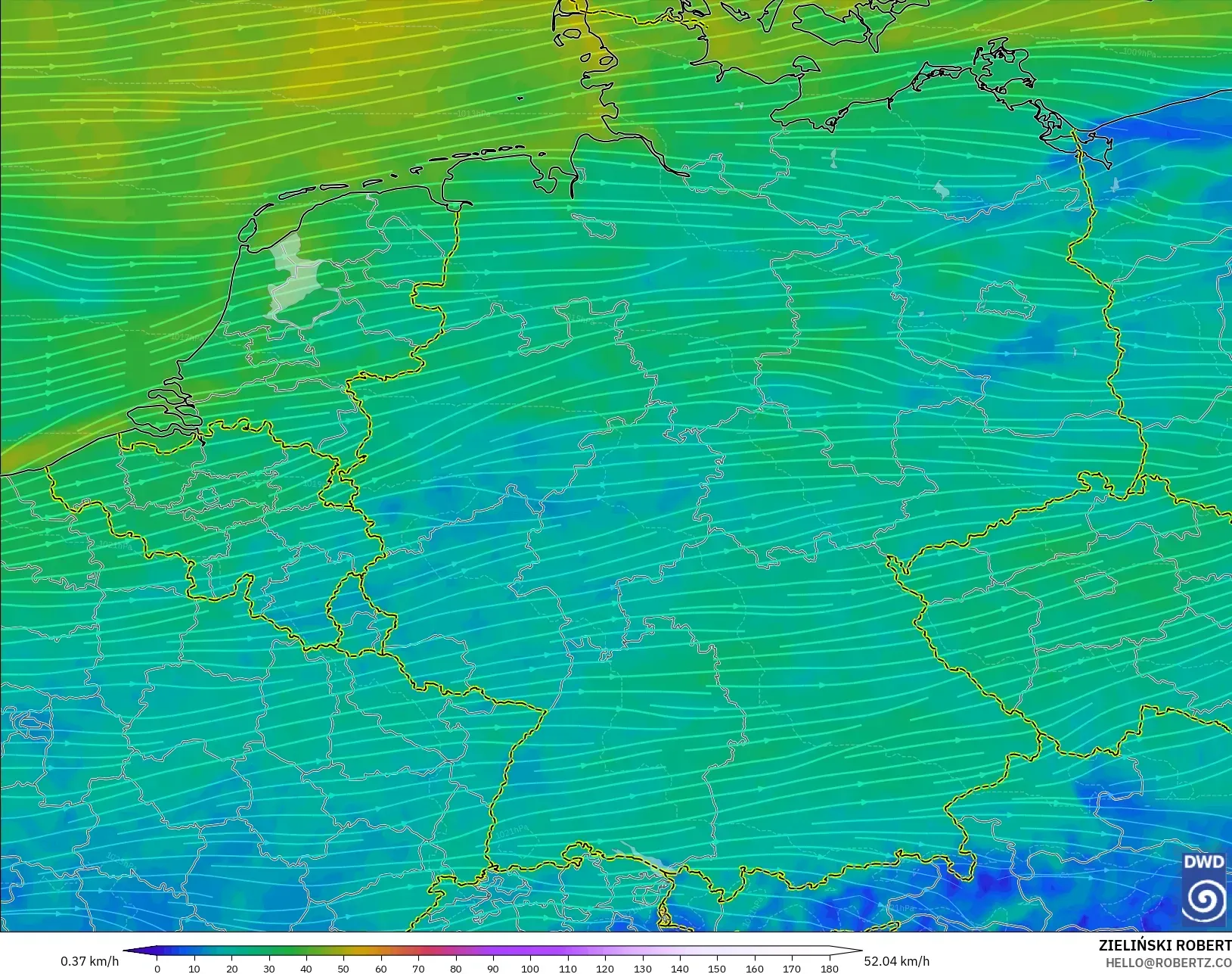 ICON modelo - Alemania, Viento a 10 m
