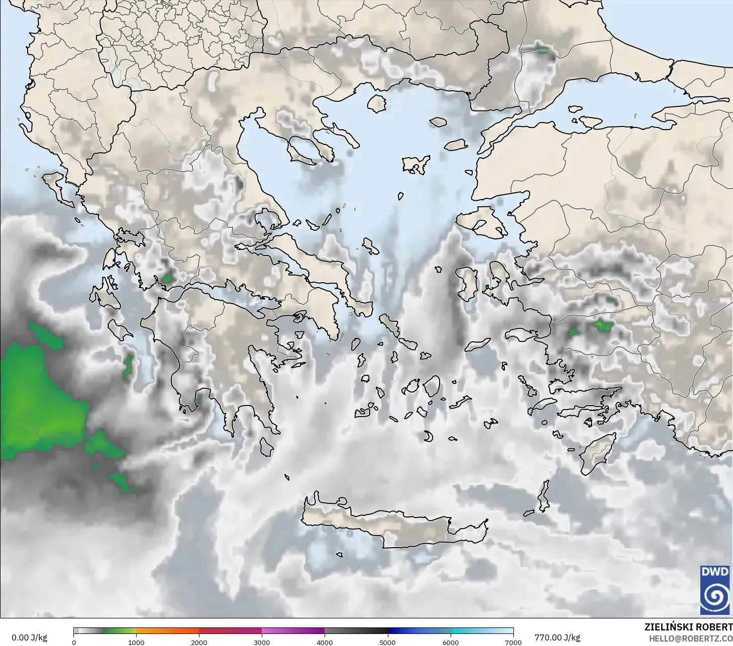 ICON modelo - Grecia, CAPE