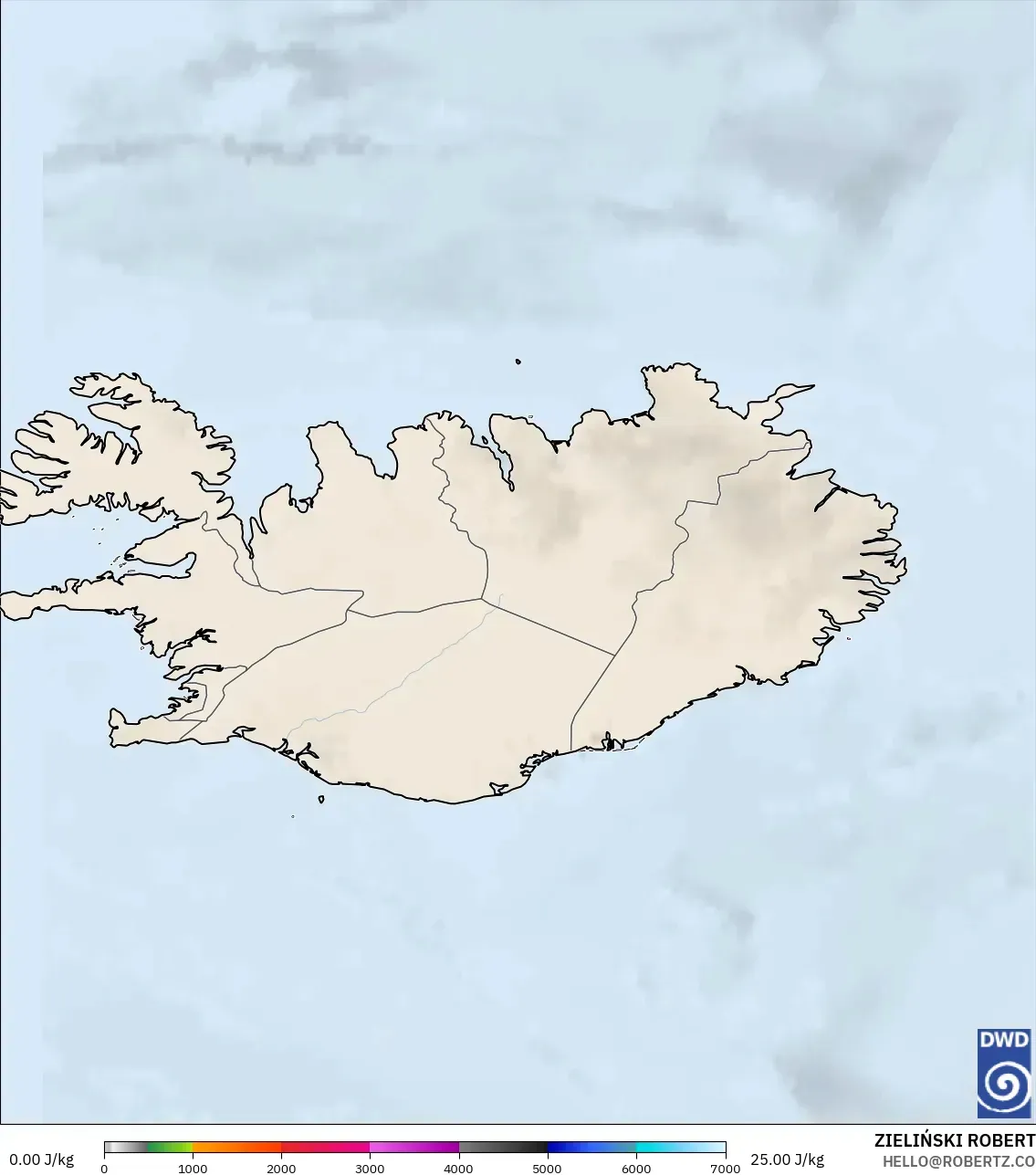 ICON modelo - Islandia, CAPE