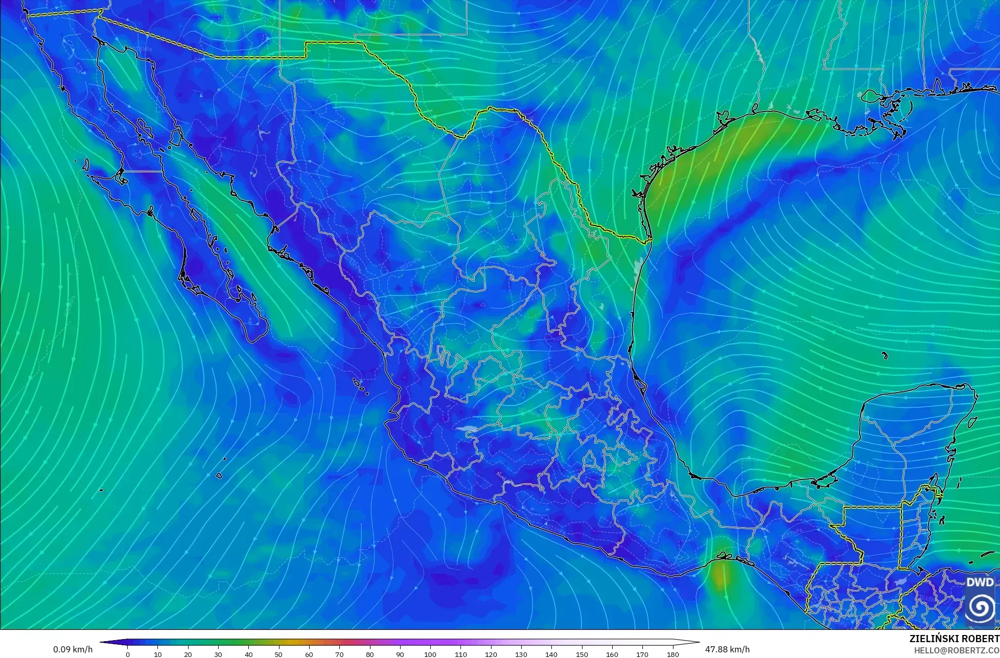ICON modelo - México, Viento a 10 m