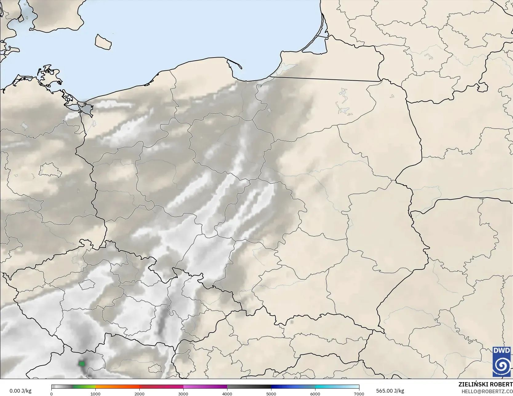 ICON modelo - Polonia, CAPE