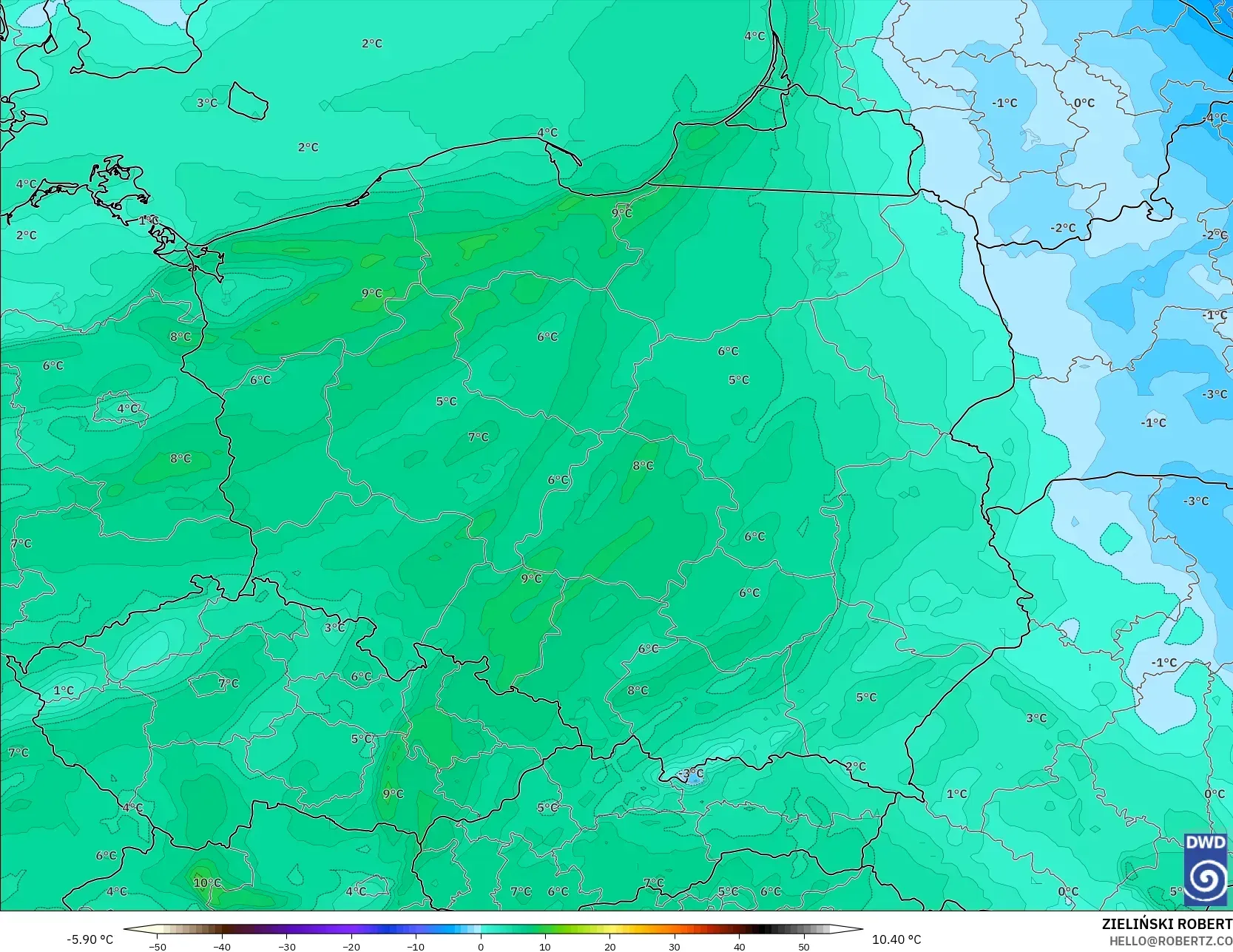 ICON modelo - Polonia, Punto de rocío a 2 m