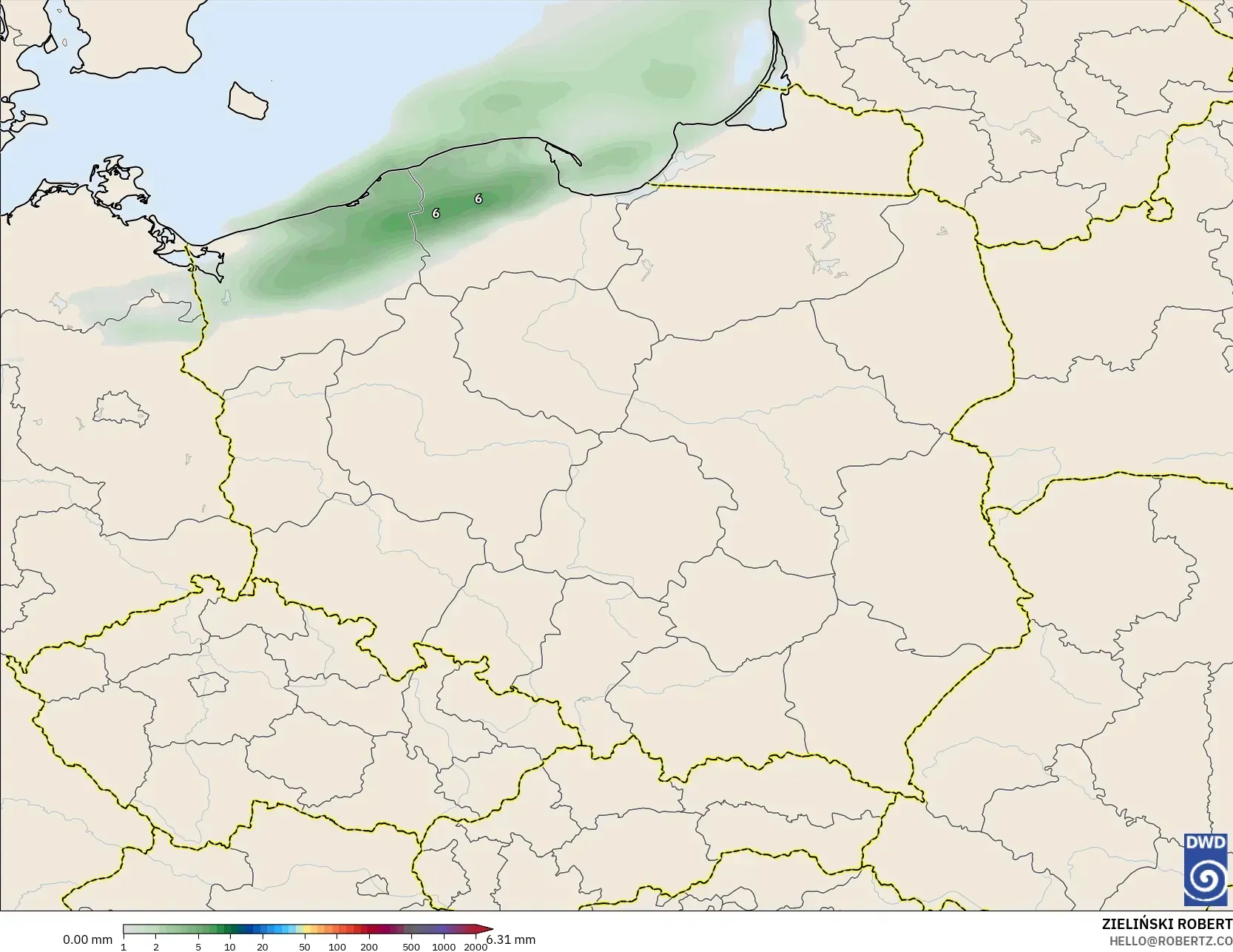 ICON modelo - Polonia, Acumulación de precipitación