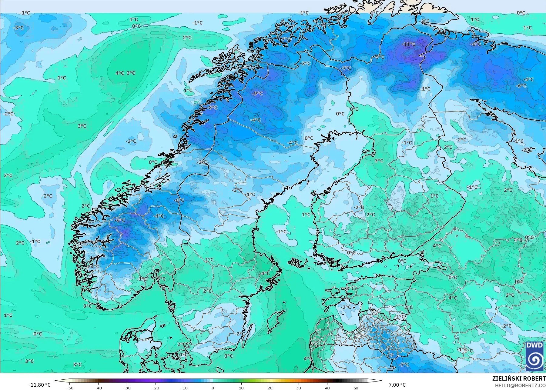 ICON modelo - Escandinavia, Punto de rocío a 2 m
