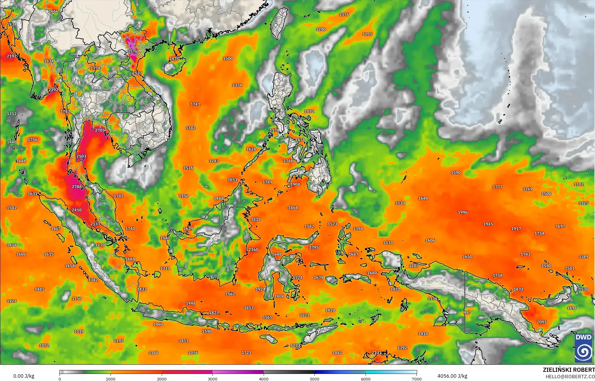 ICON modelo - Sudeste Asiático, CAPE