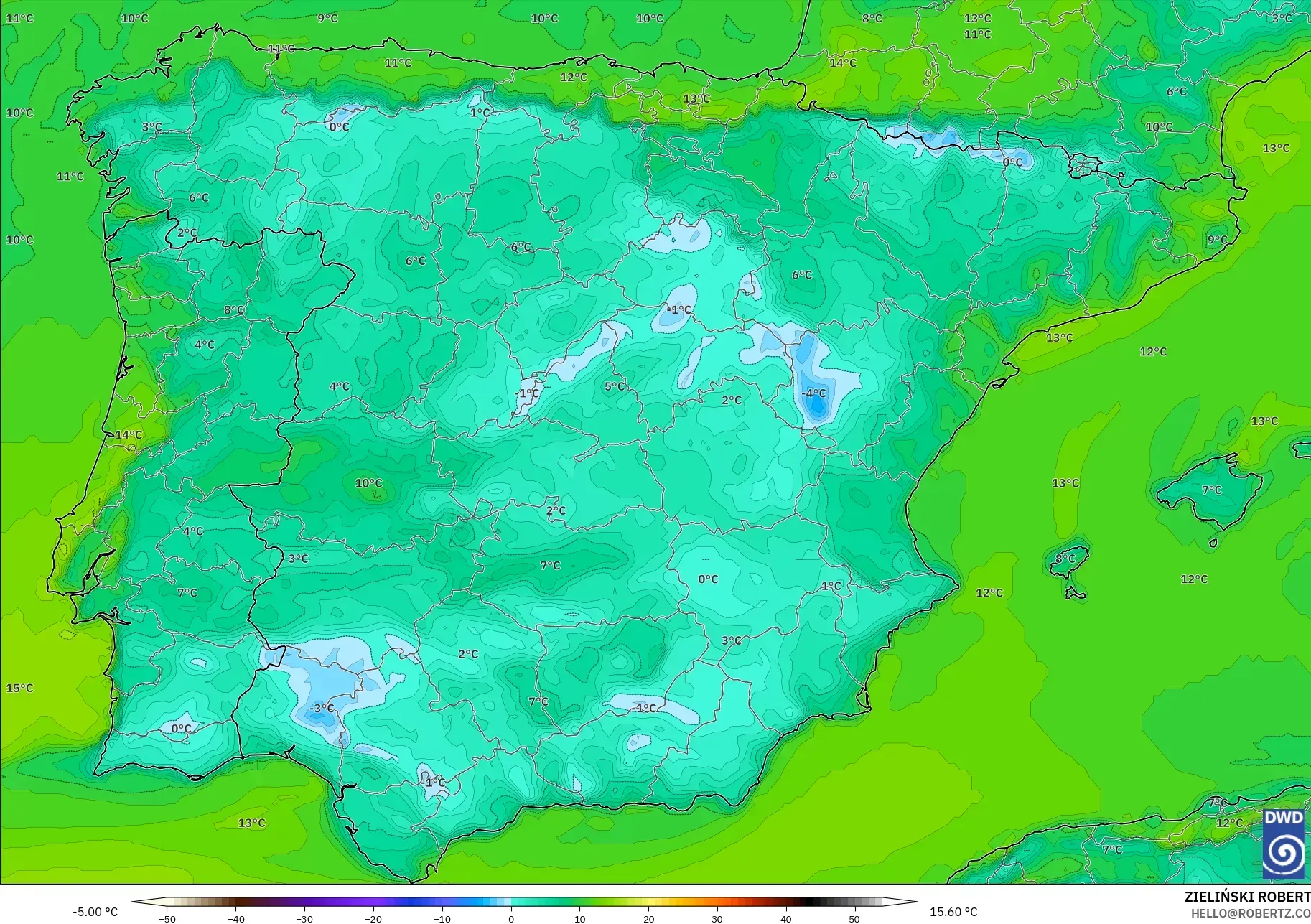 ICON modelo - España, Punto de rocío a 2 m