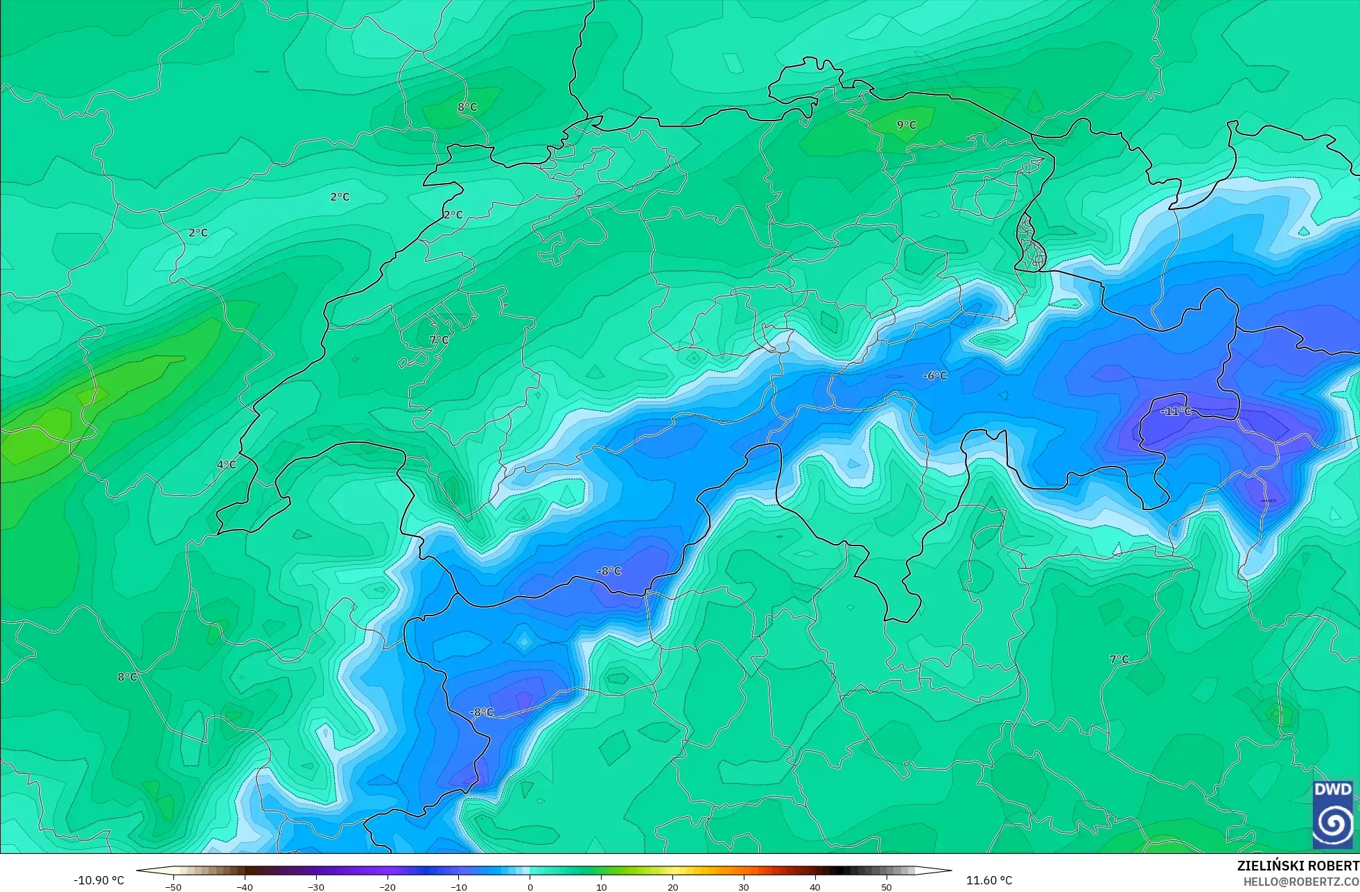ICON modelo - Suiza, Punto de rocío a 2 m
