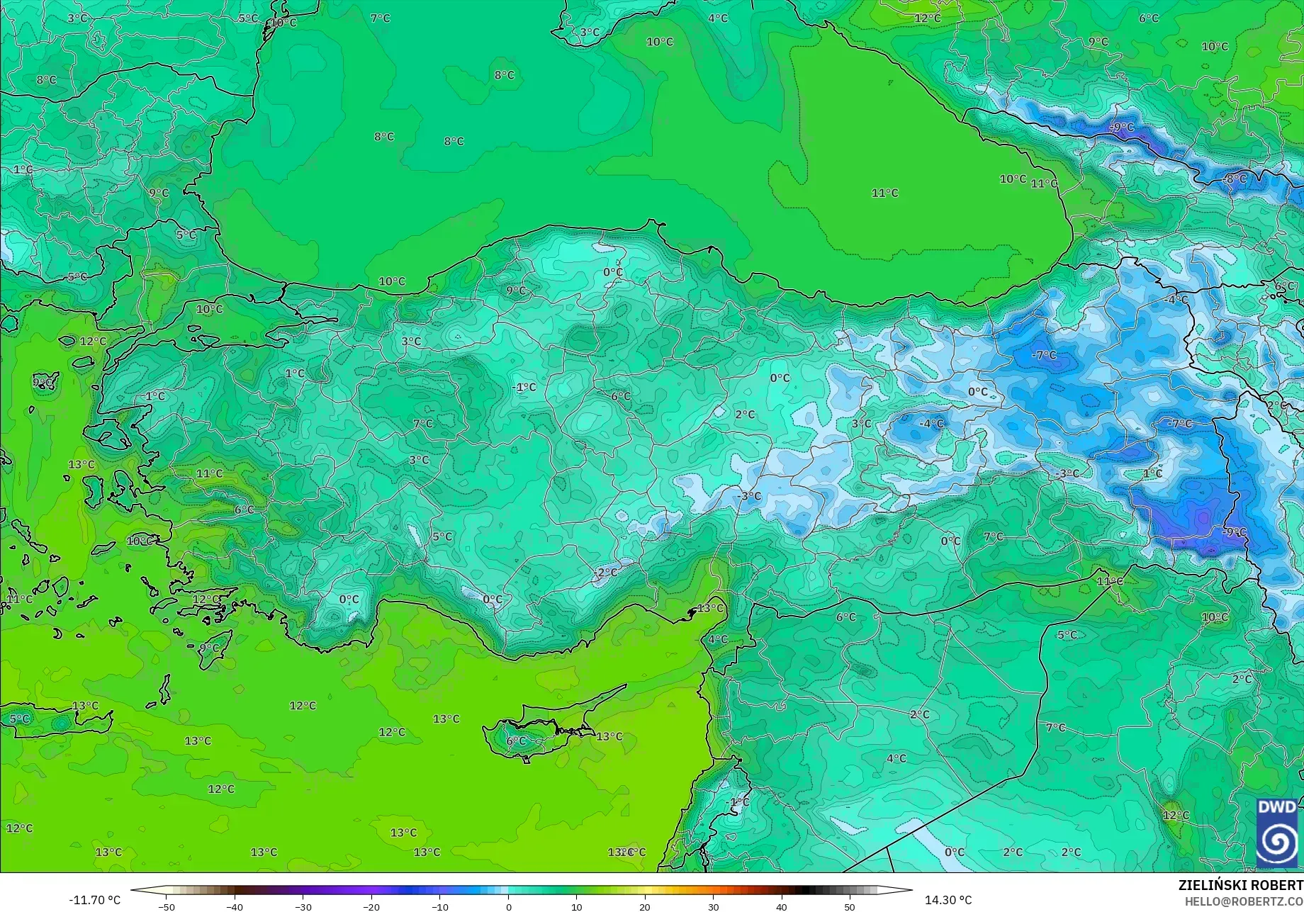 ICON modelo - Turquía, Punto de rocío a 2 m