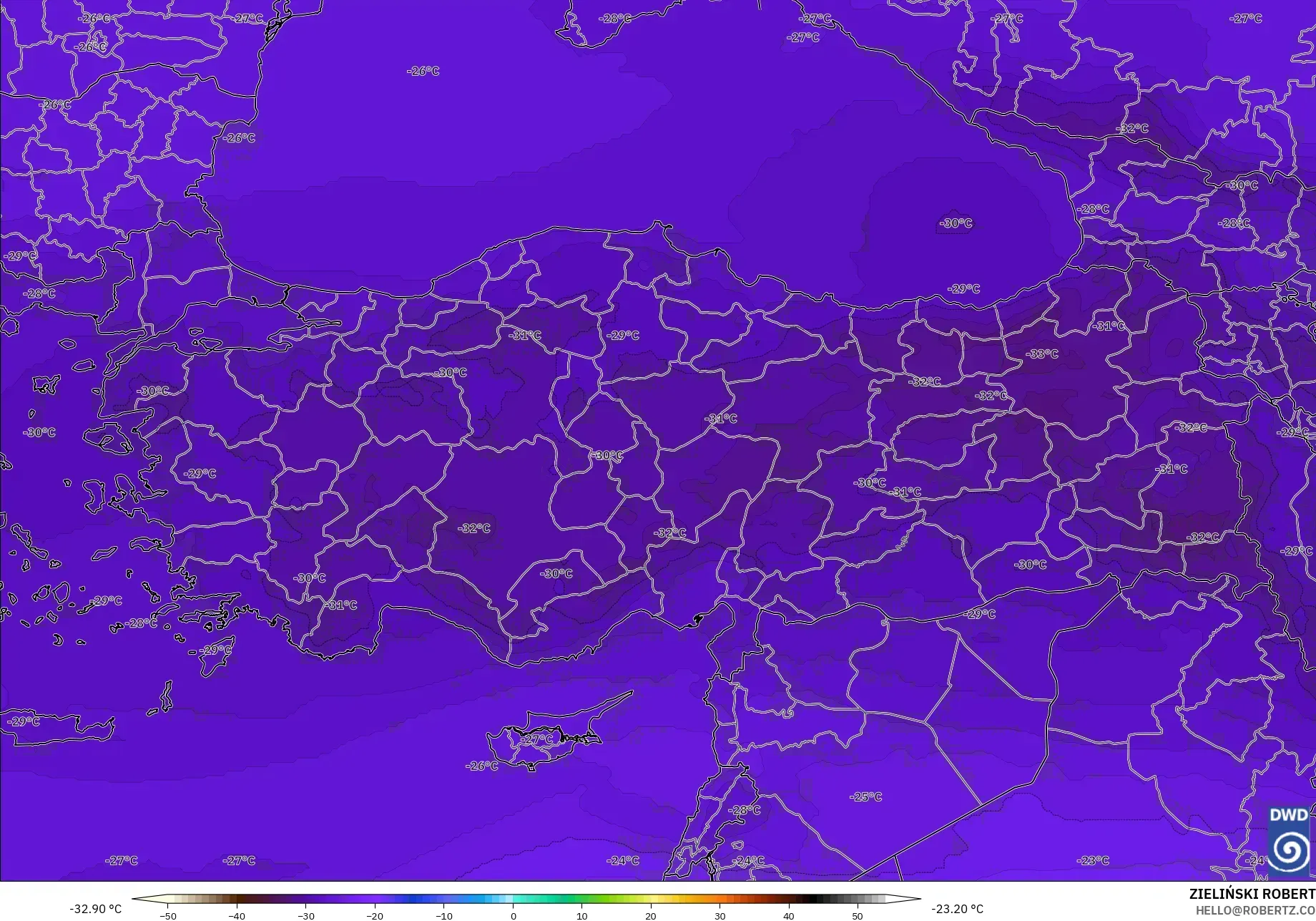 ICON modelo - Turquía, Temperatura a 500 hPa